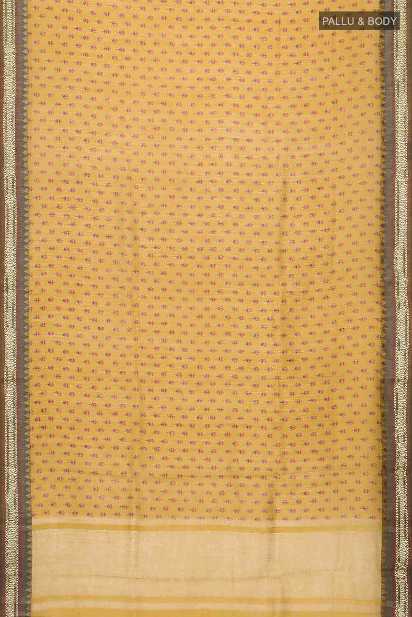 Mustard Tussar Silk Saree - Image 3