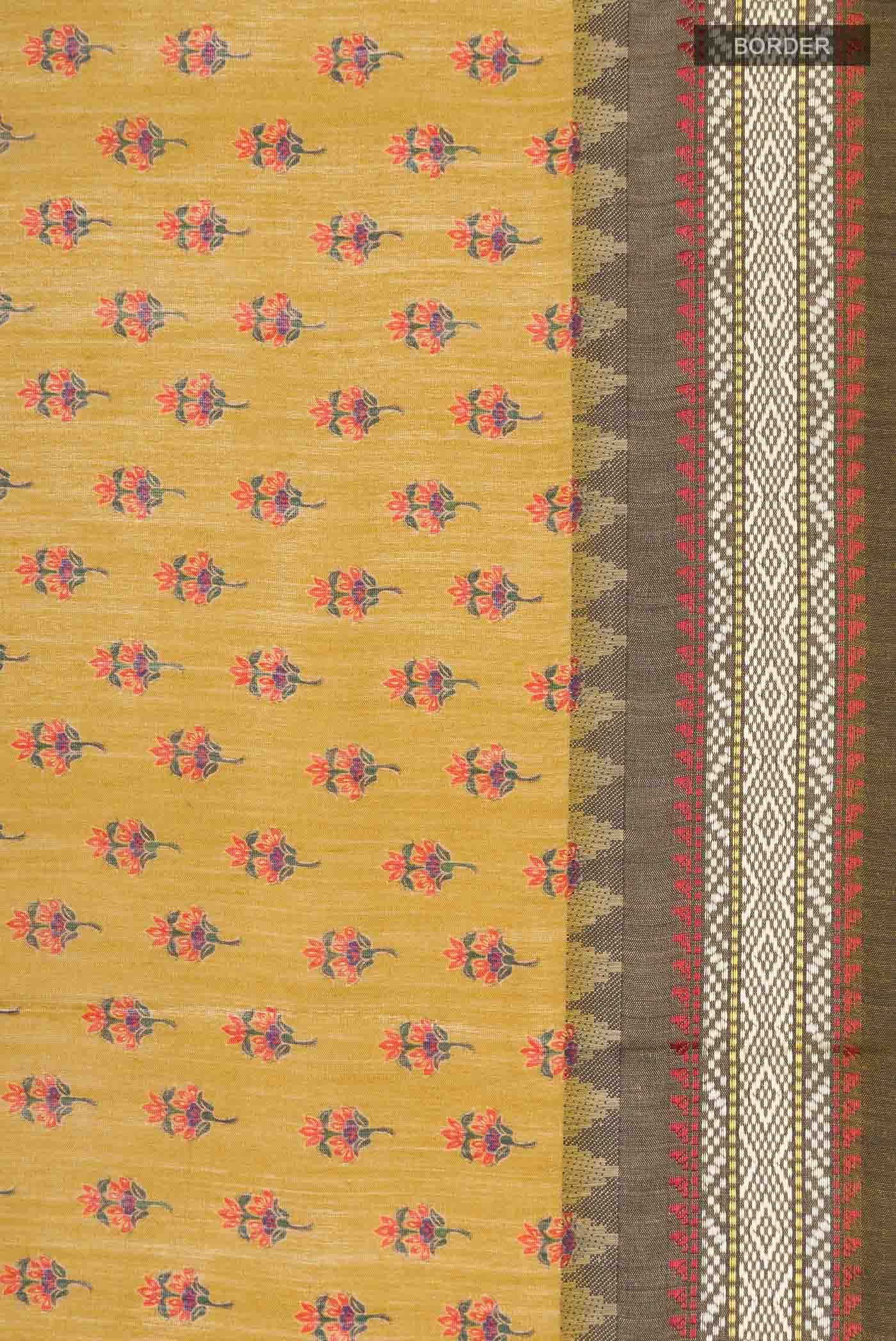Mustard Tussar Silk Saree - Image 4