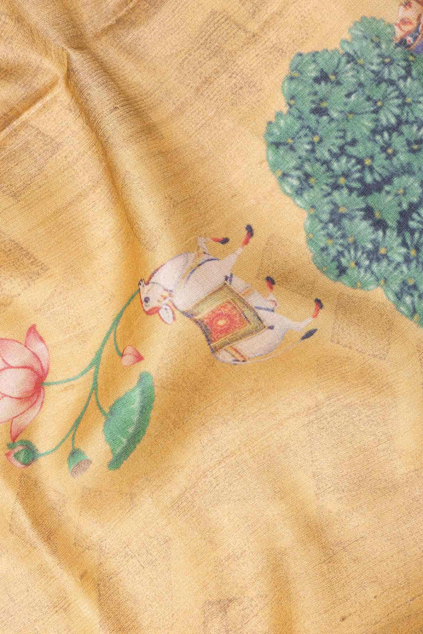 Mustard Tussar Silk Saree - Image 2