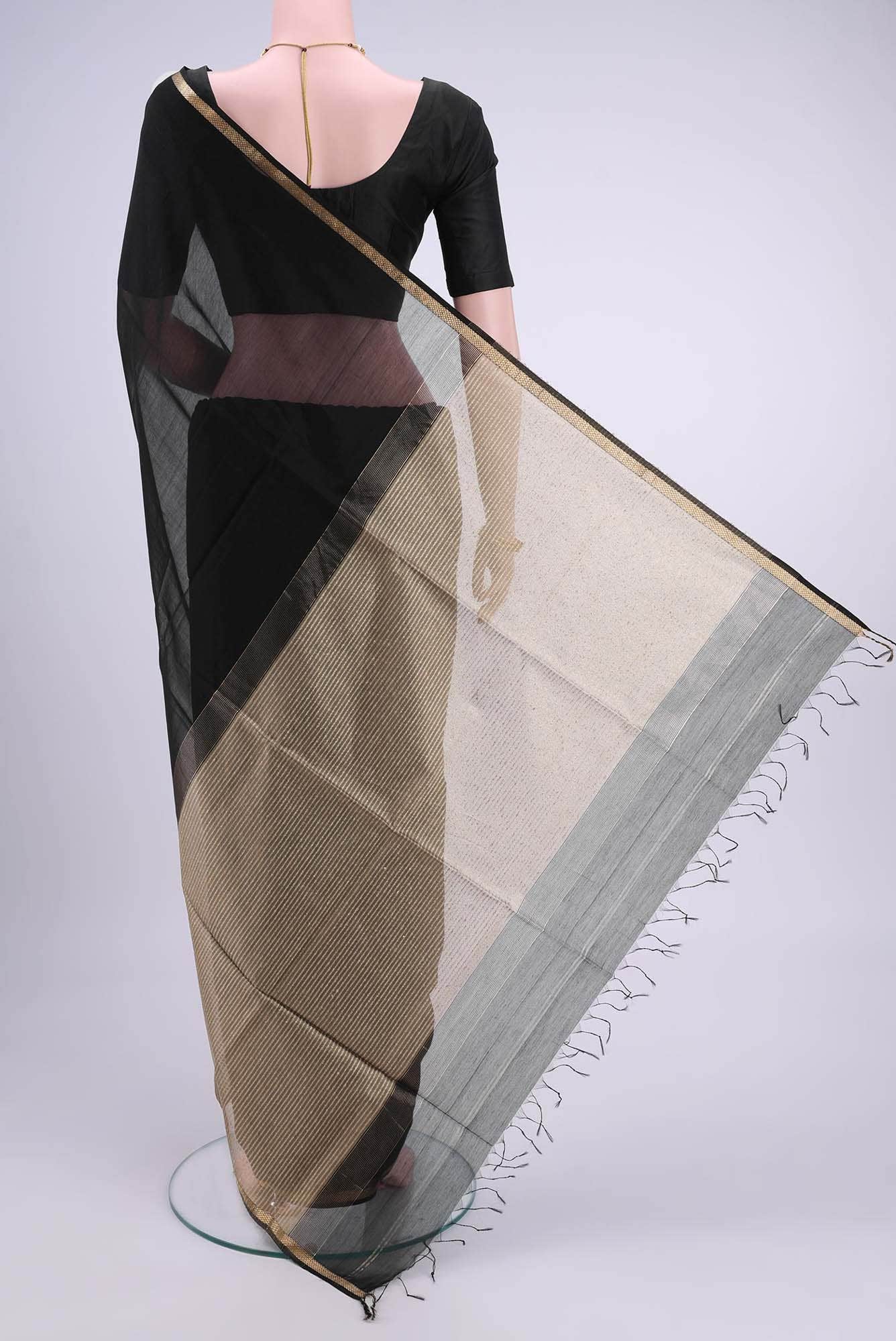 N Dual Tone Maheshwari Silk Cotton Saree - Image 2