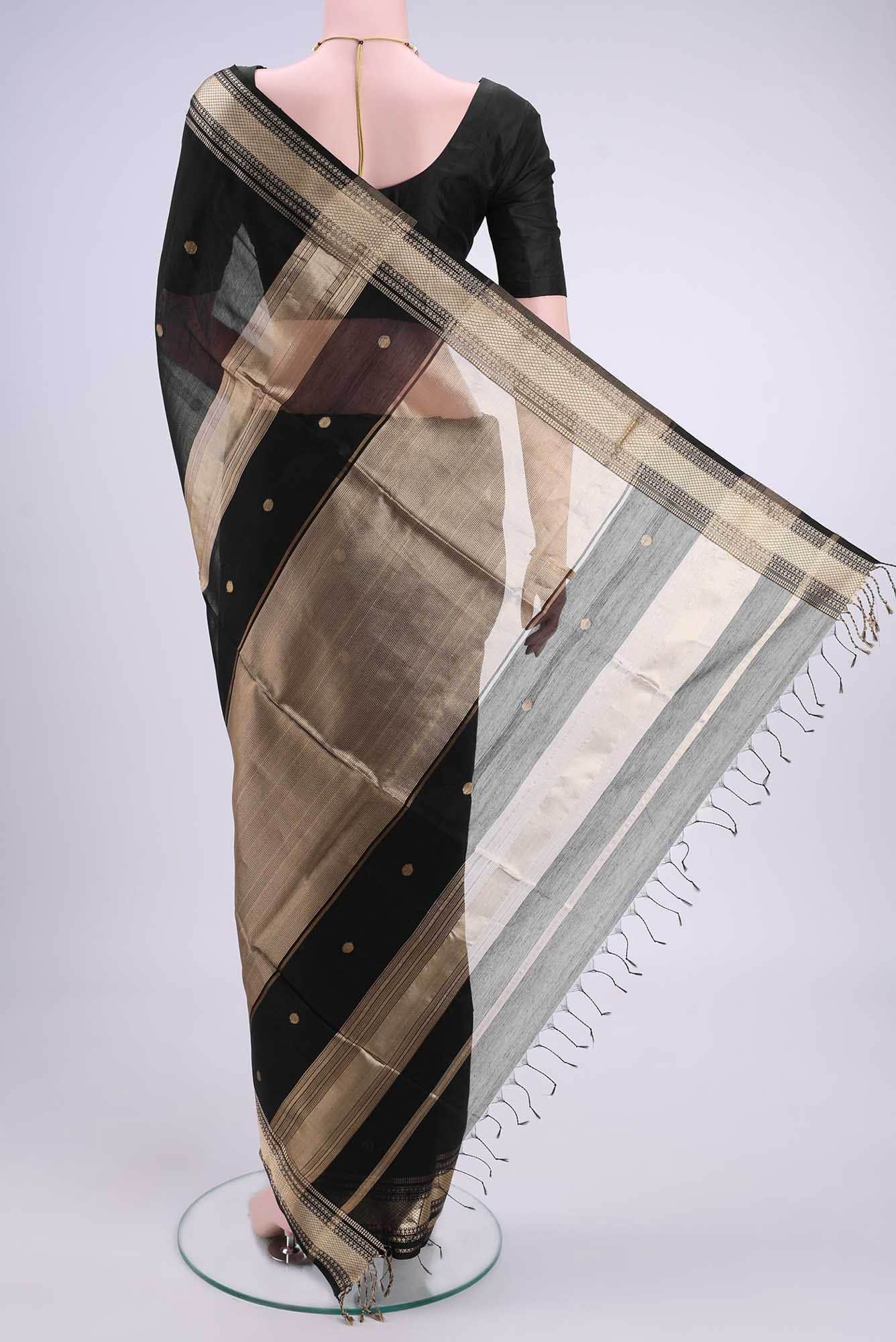 N Dual Tone Maheshwari Silk Cotton Saree - Image 2