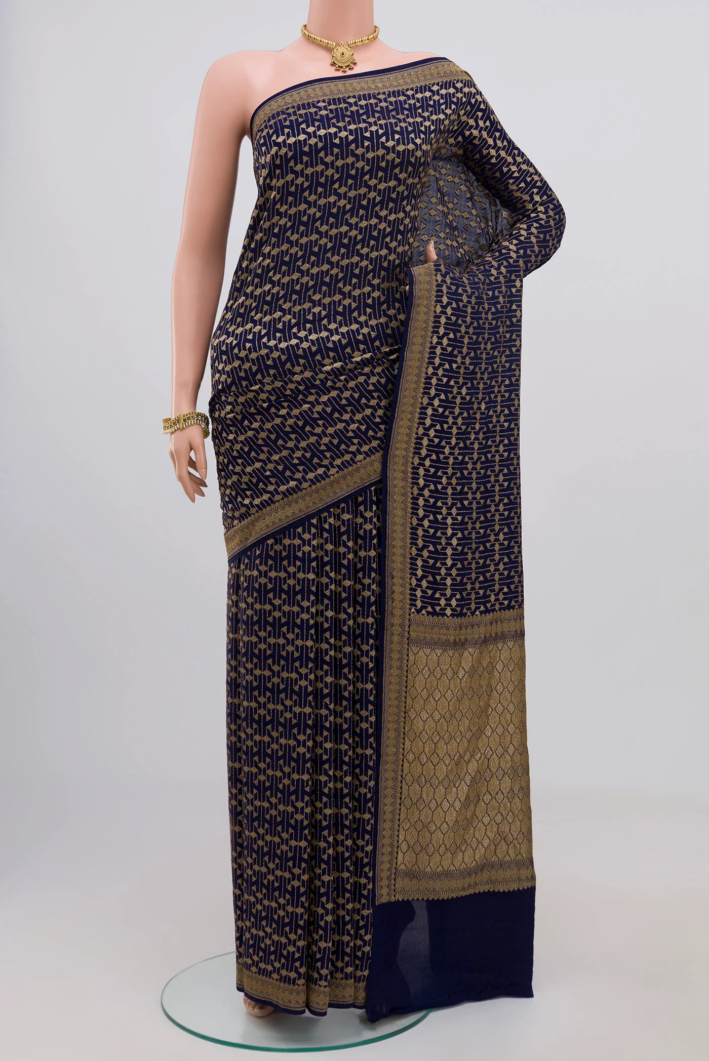Navy Blue Banarasi Georgette Saree