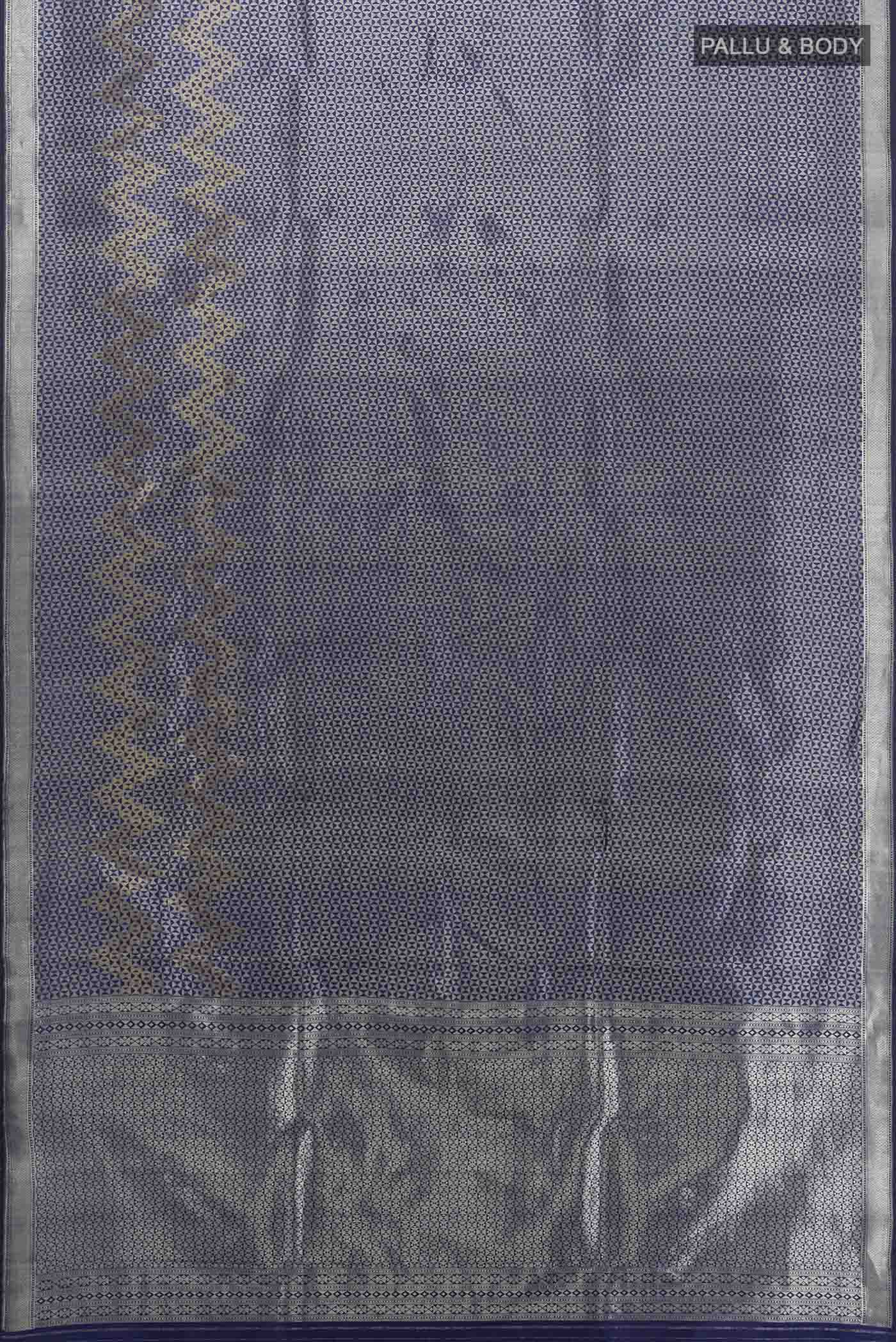 Navy Blue Banarasi Katan Silk Saree - Image 5