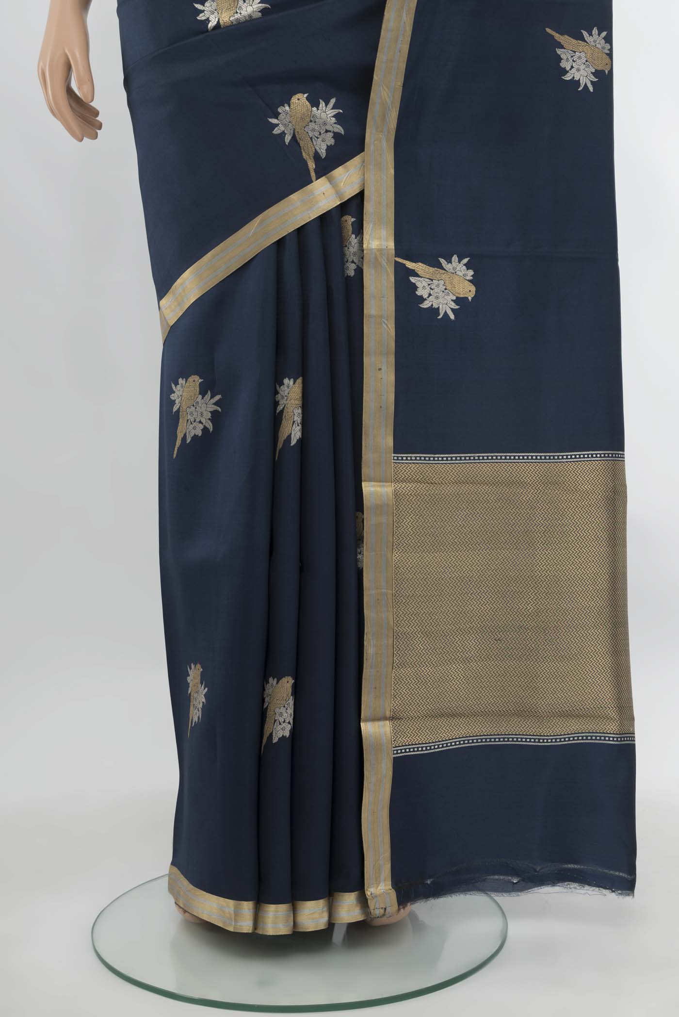 Blue Banarasi Silk Saree - Image 3