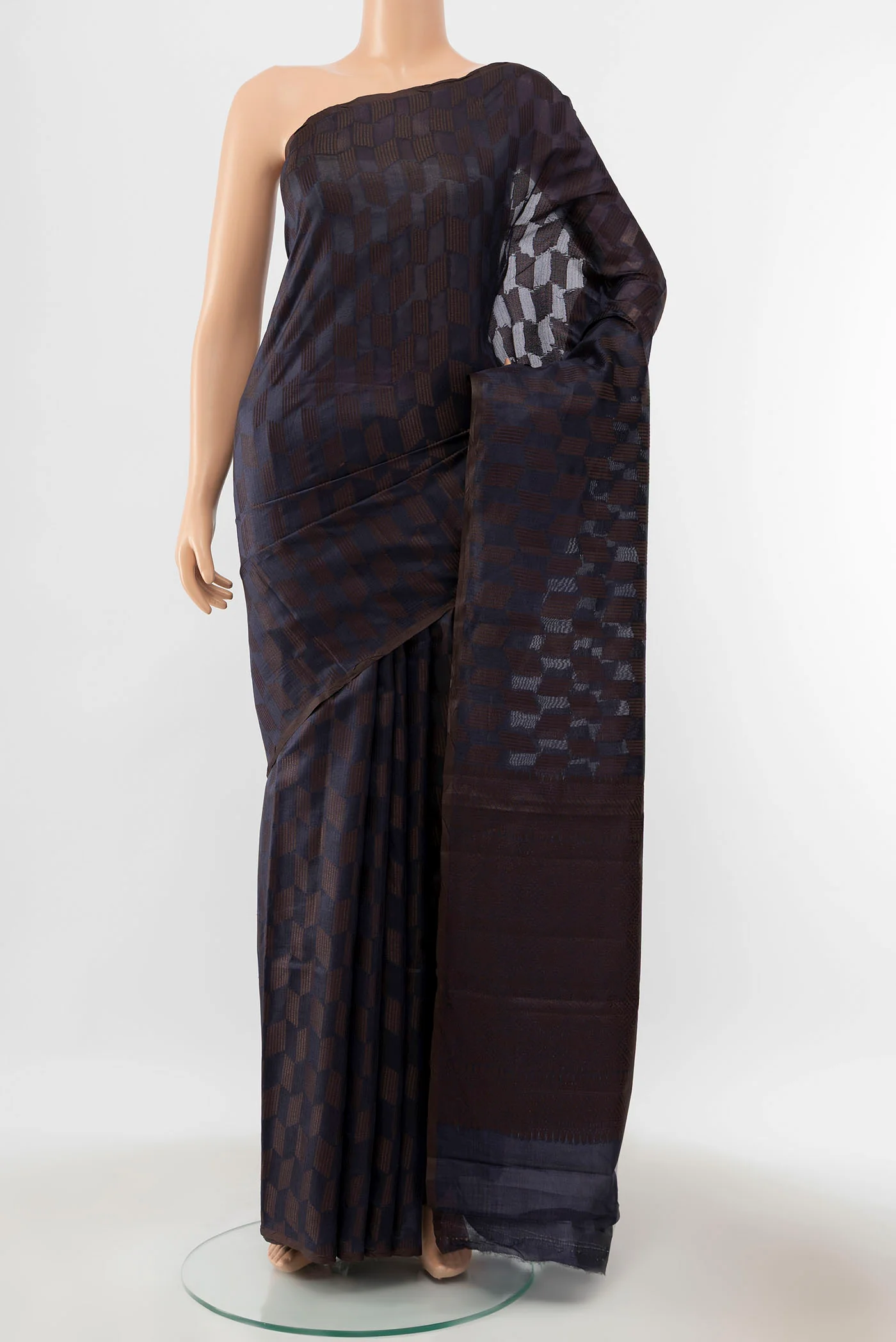 Navy Blue Banarasi Raw Silk Saree