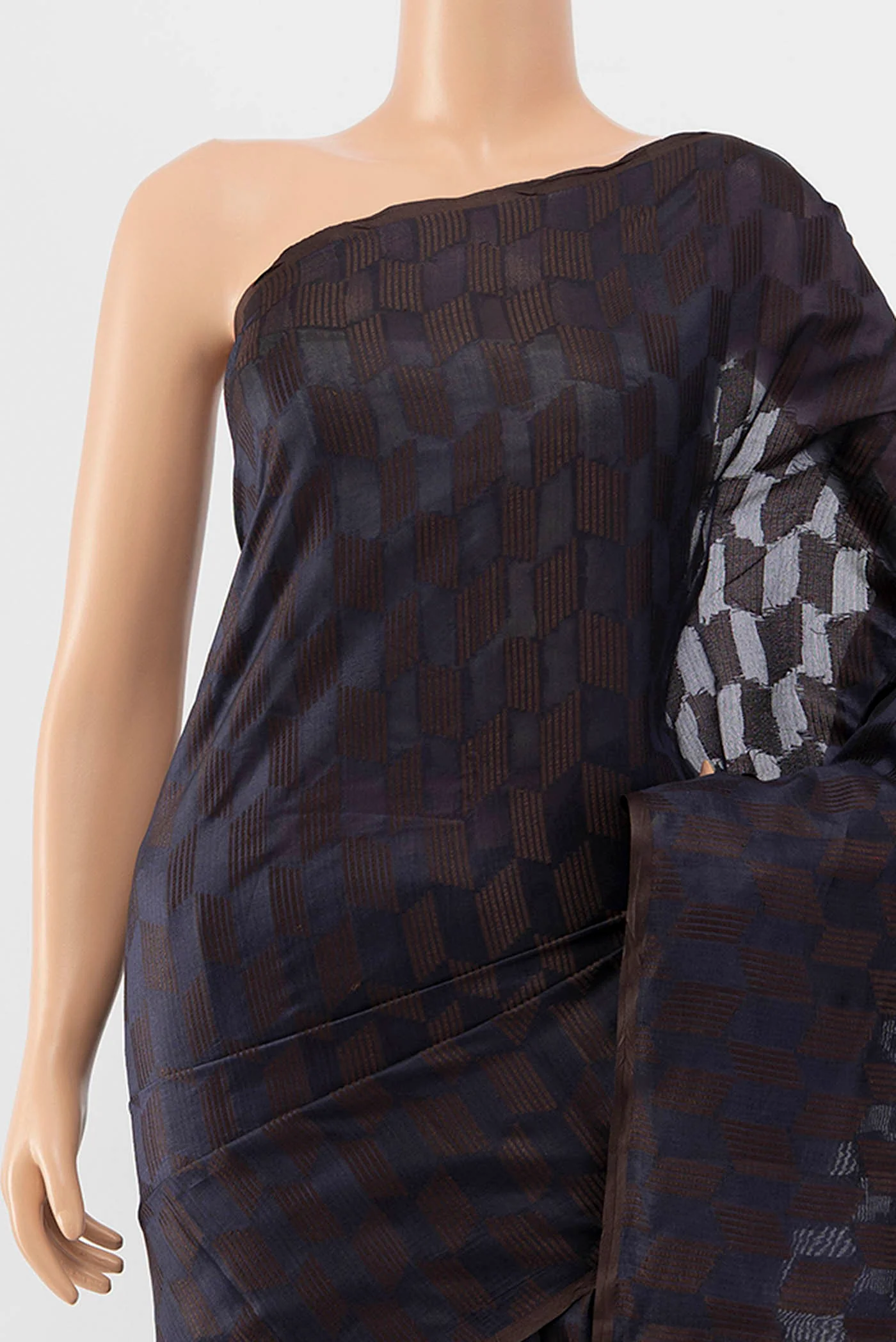Navy Blue Banarasi Raw Silk Saree - Image 2