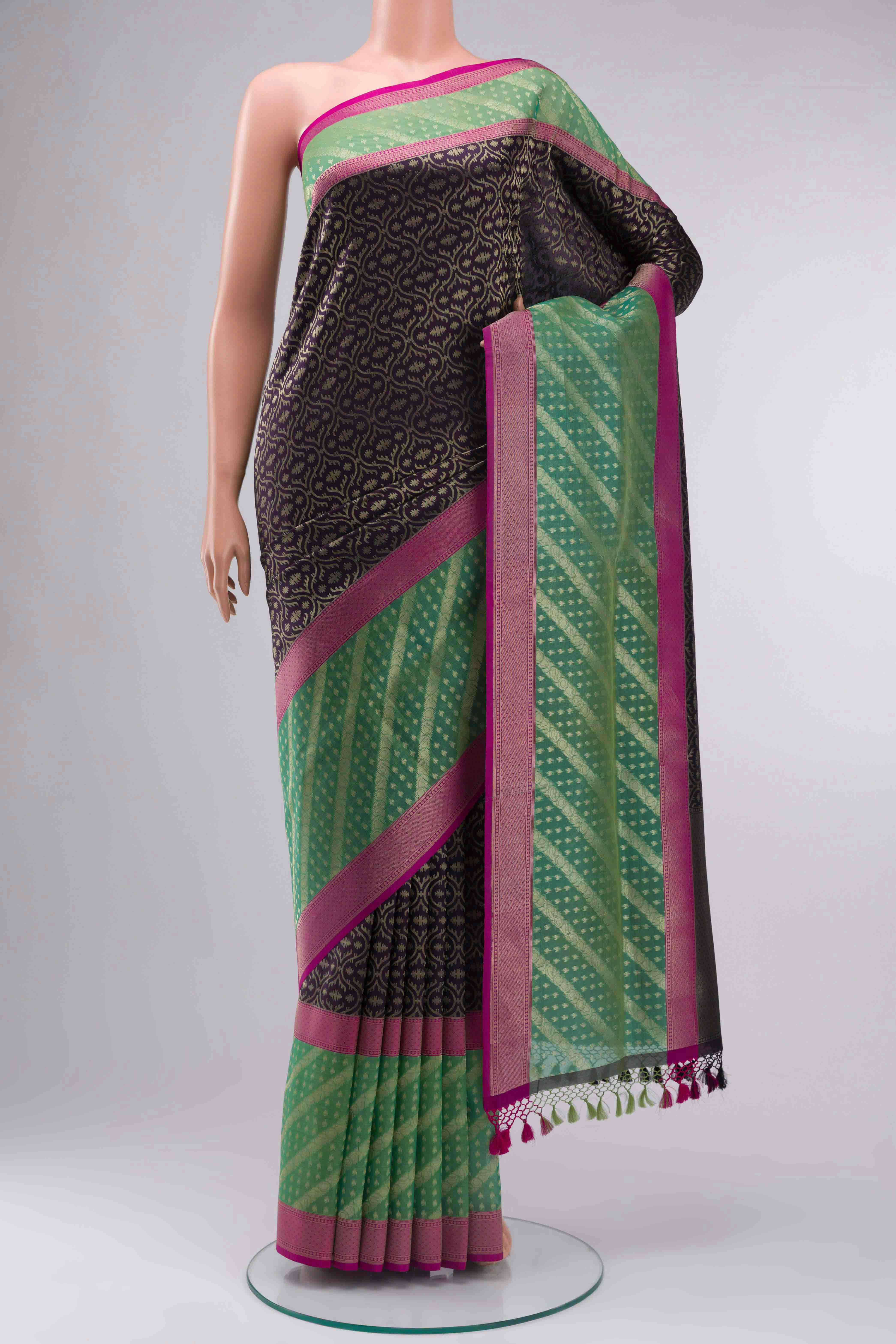 Navy Blue Banarasi Silk Saree