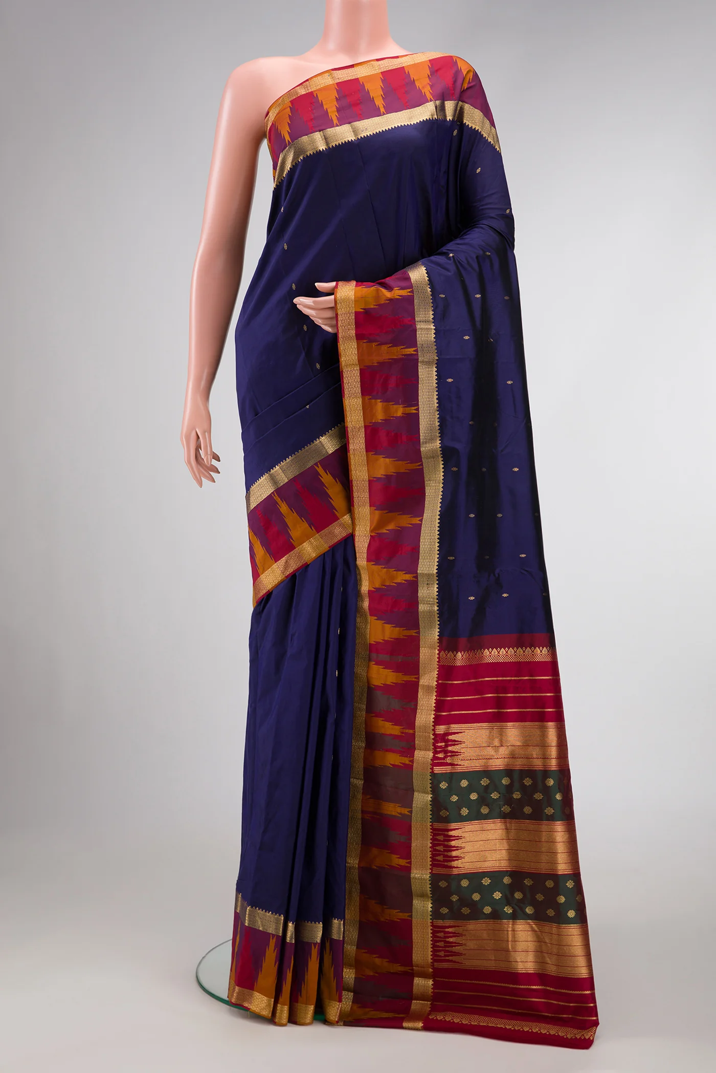 Navy Blue Bangalore Silk Saree