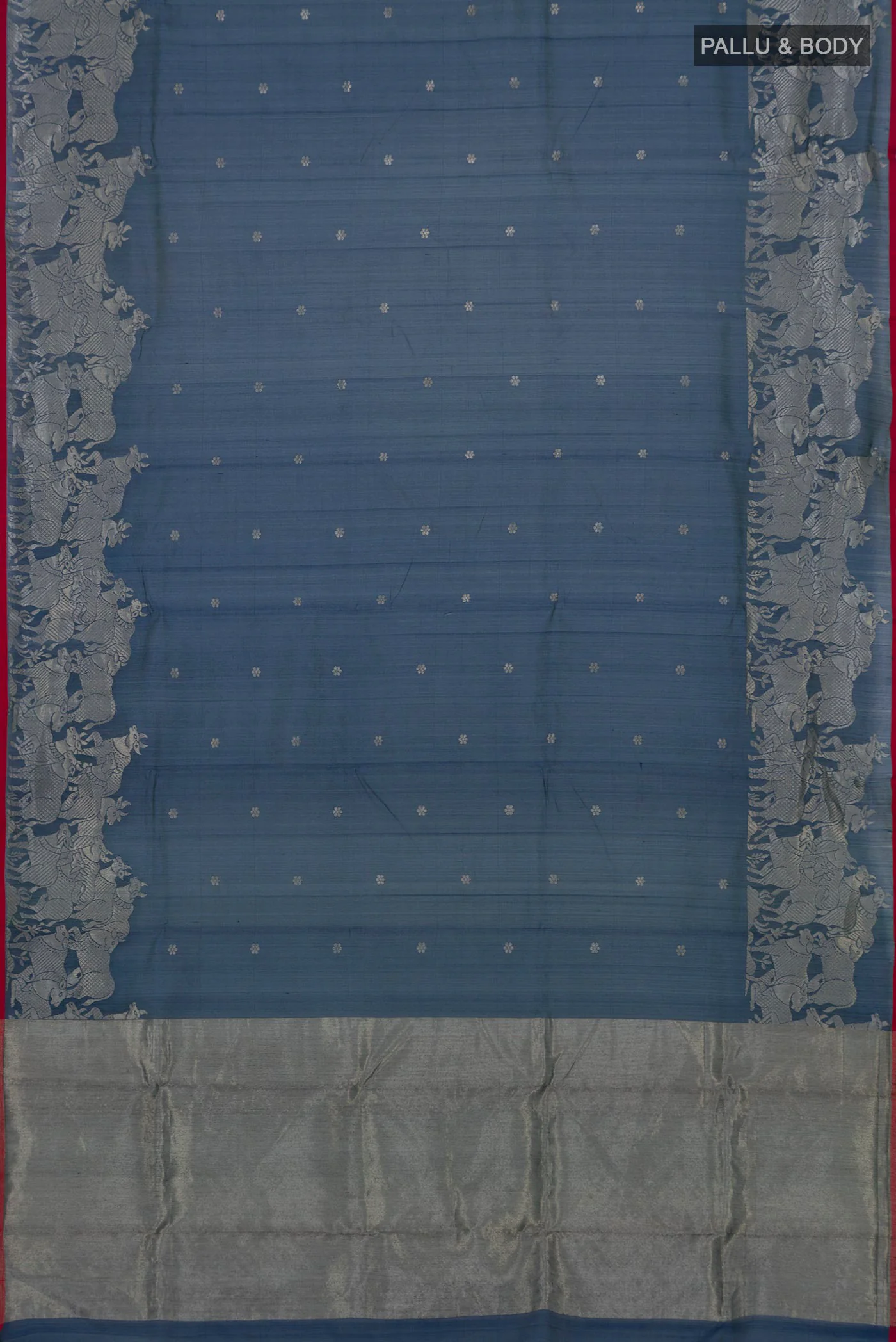 Blue Chanderi Silk Cotton Saree - Image 5