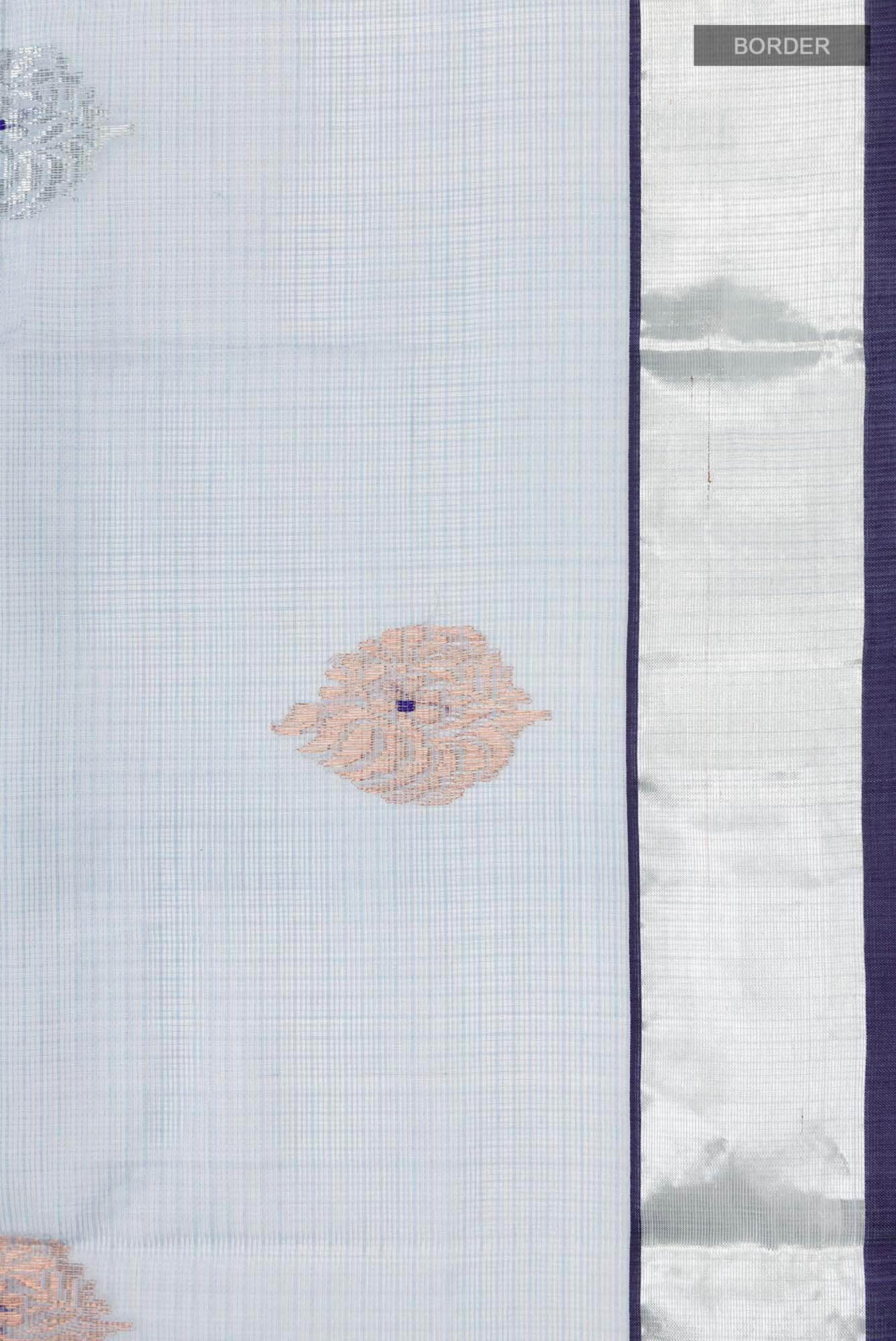 Pure Silk Pure Zari Blue Kota Saree - Image 5