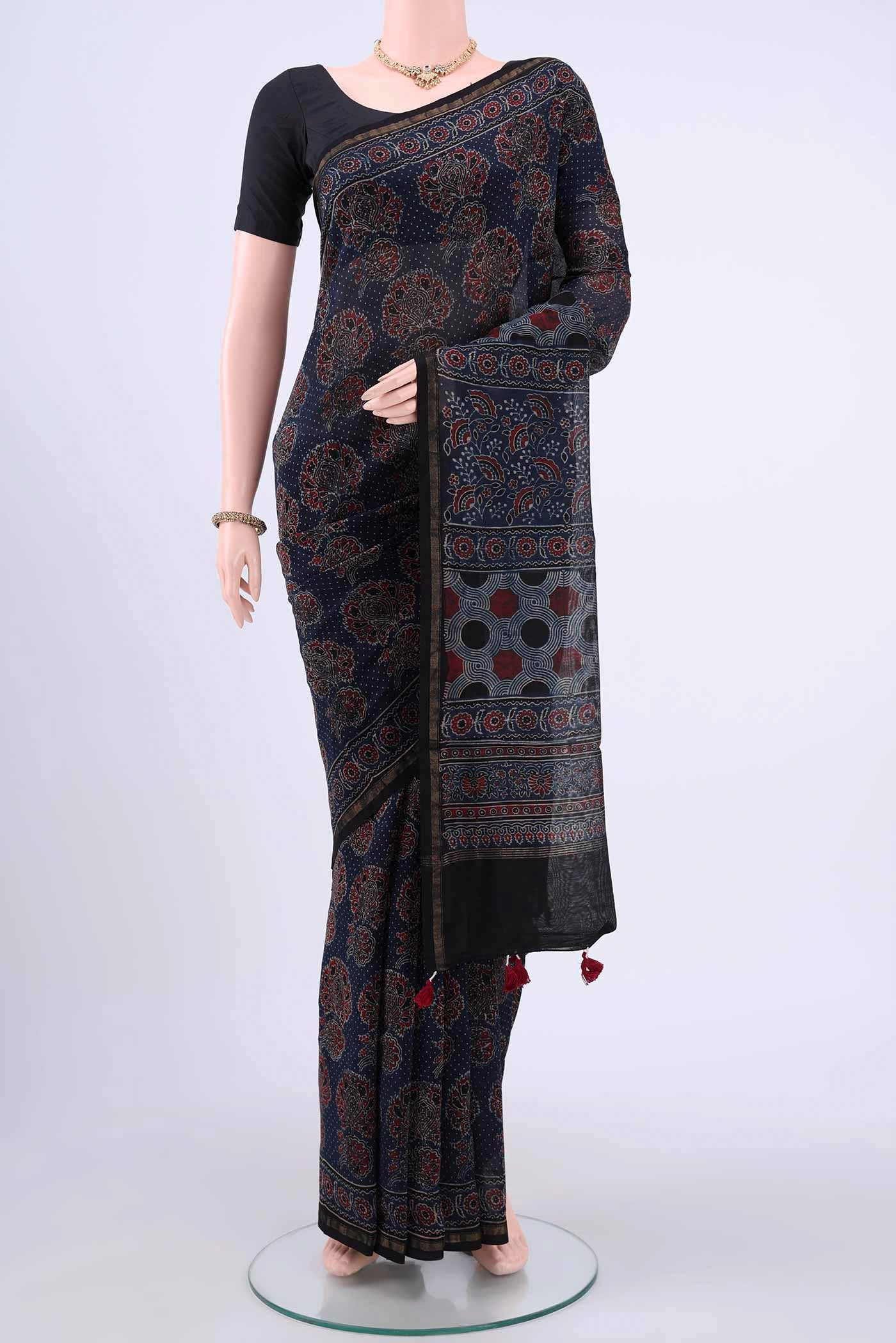 Navy Blue Cotton Saree