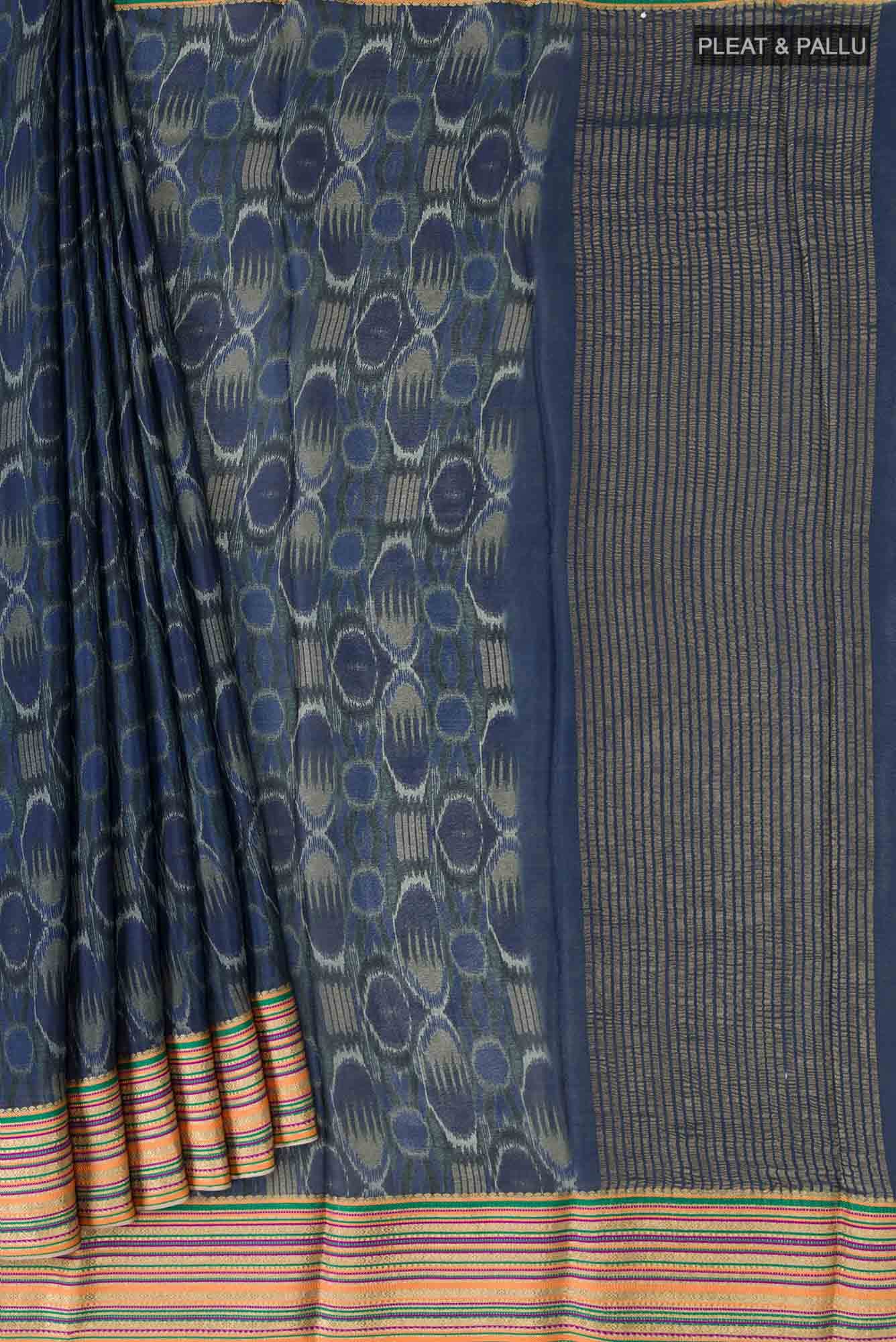 Navy Blue Crepe Saree - Image 2