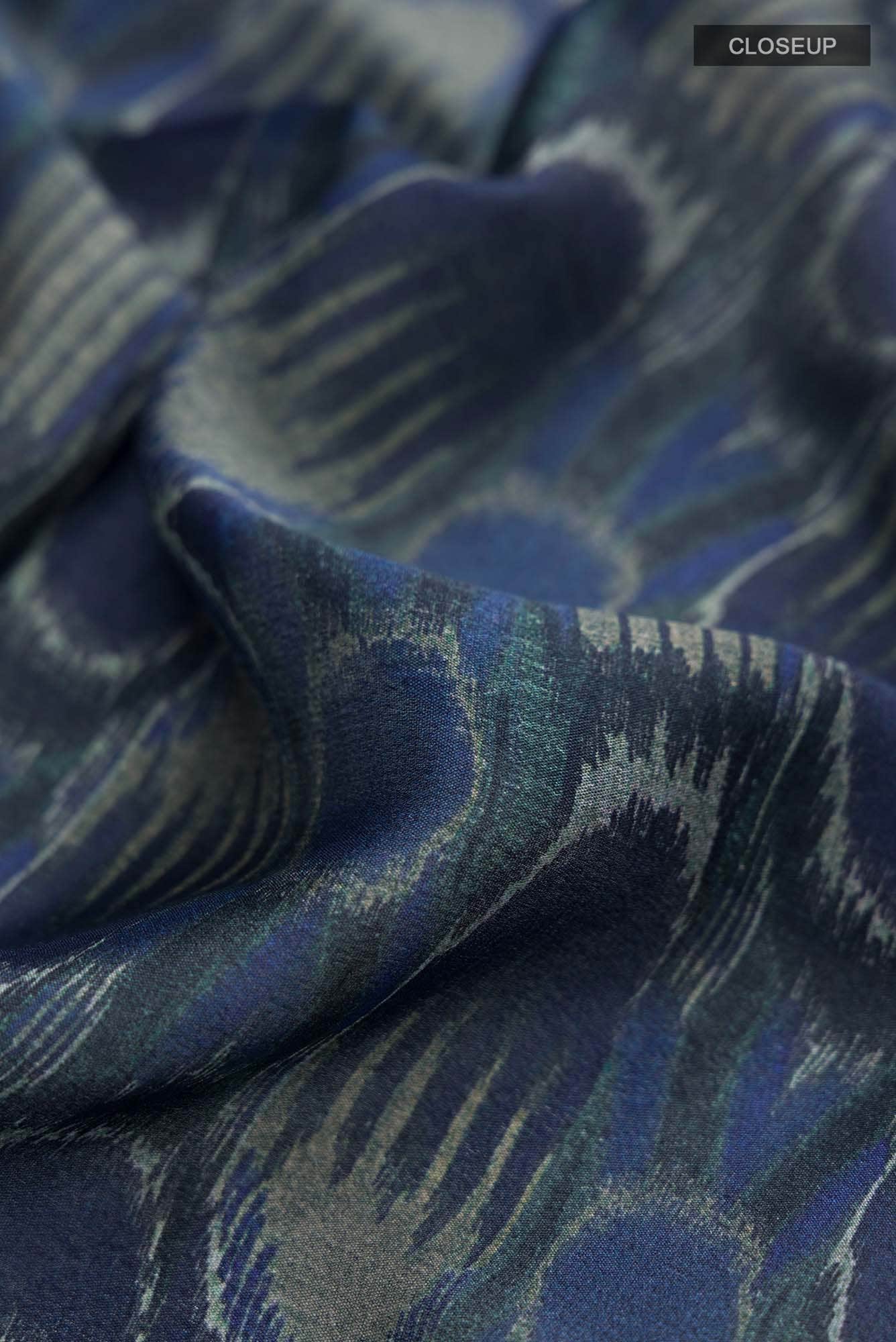 Navy Blue Crepe Saree - Image 3