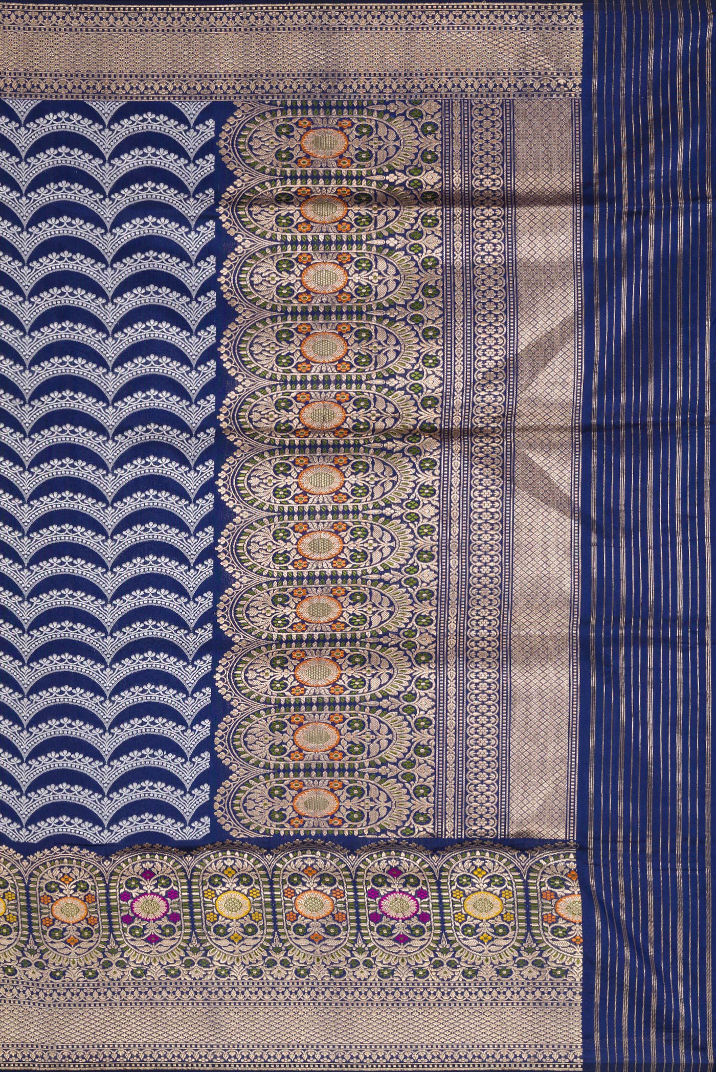 Blue Dual Tone Banarasi Silk Saree - Image 8