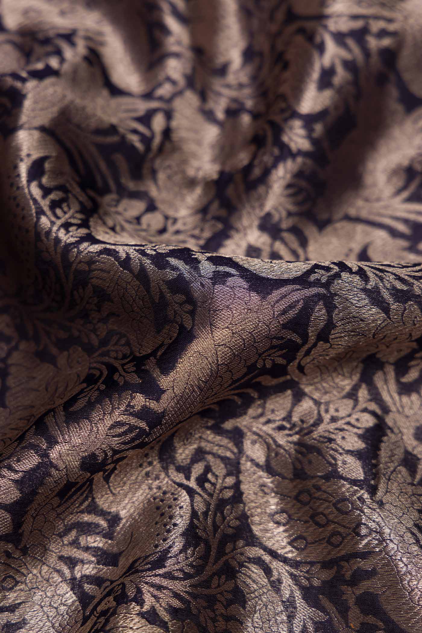 Navy Blue Dual Tone Banarasi Silk Saree - Image 2
