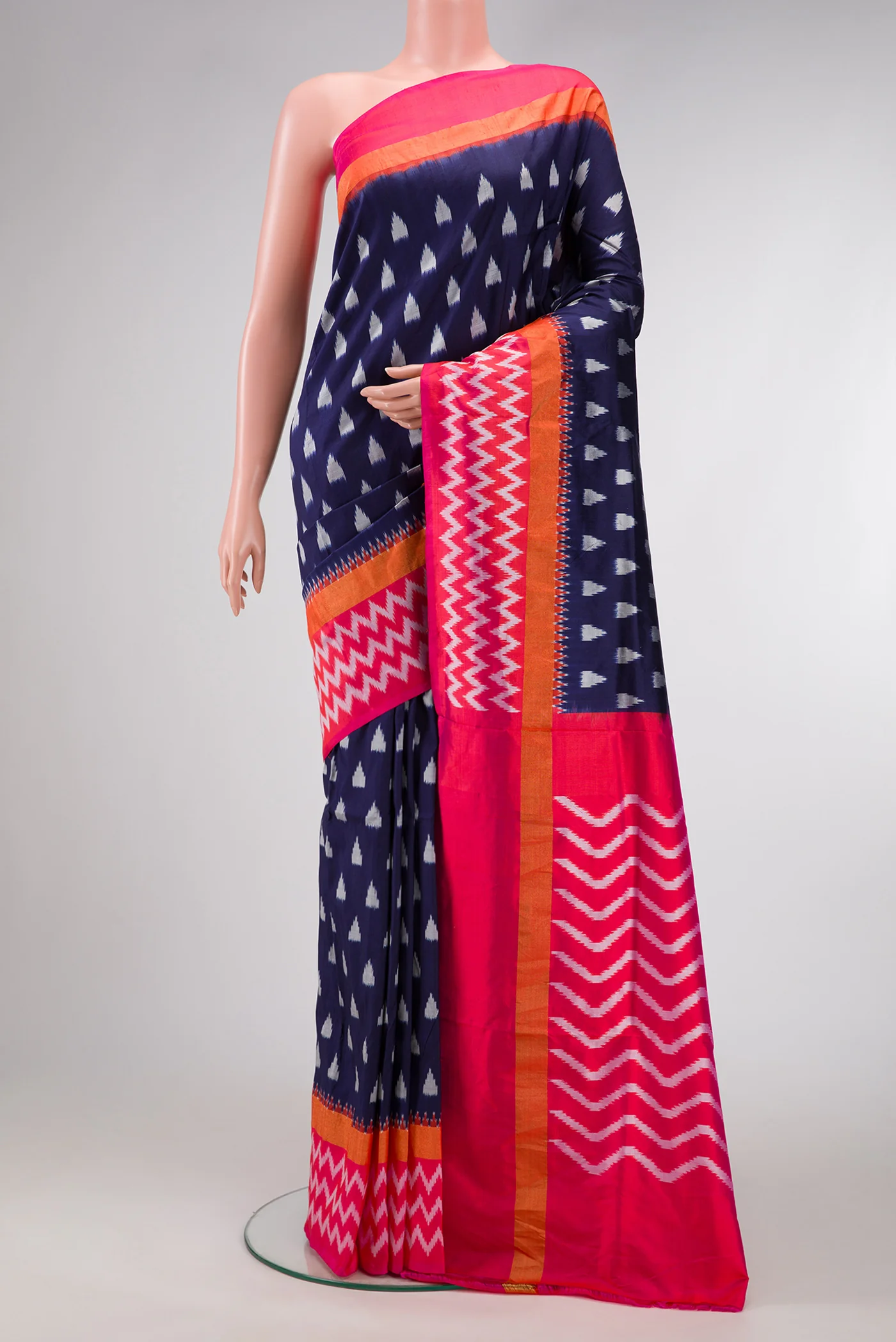 Navy Blue Pochampally Silk Saree