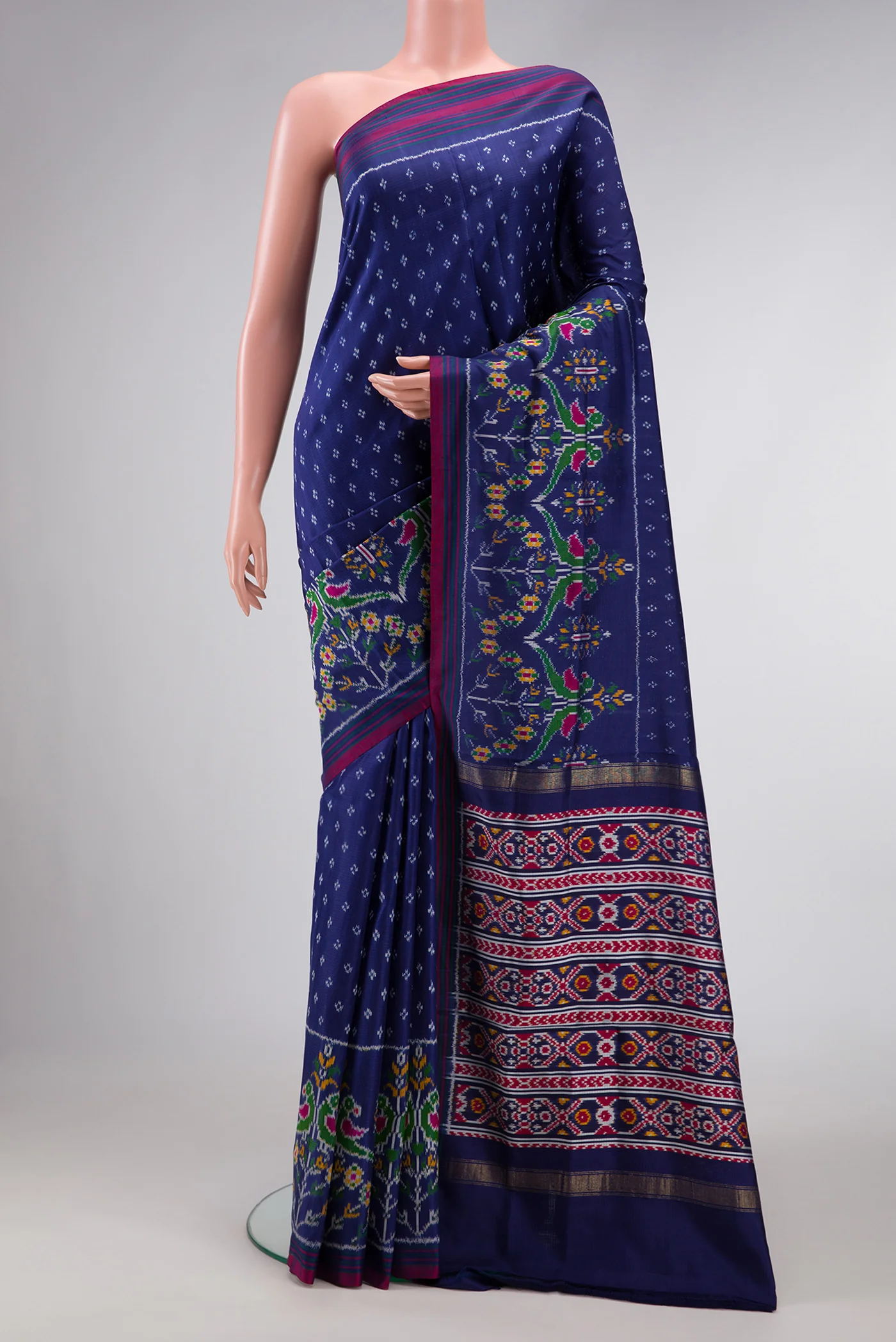 Dark Blue Double Ikat Saree