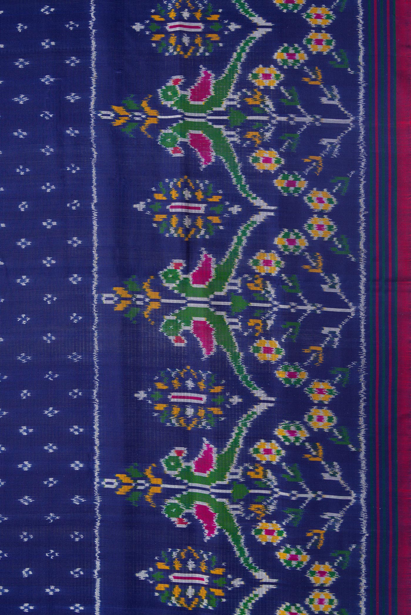 Dark Blue Double Ikat Saree - Image 3