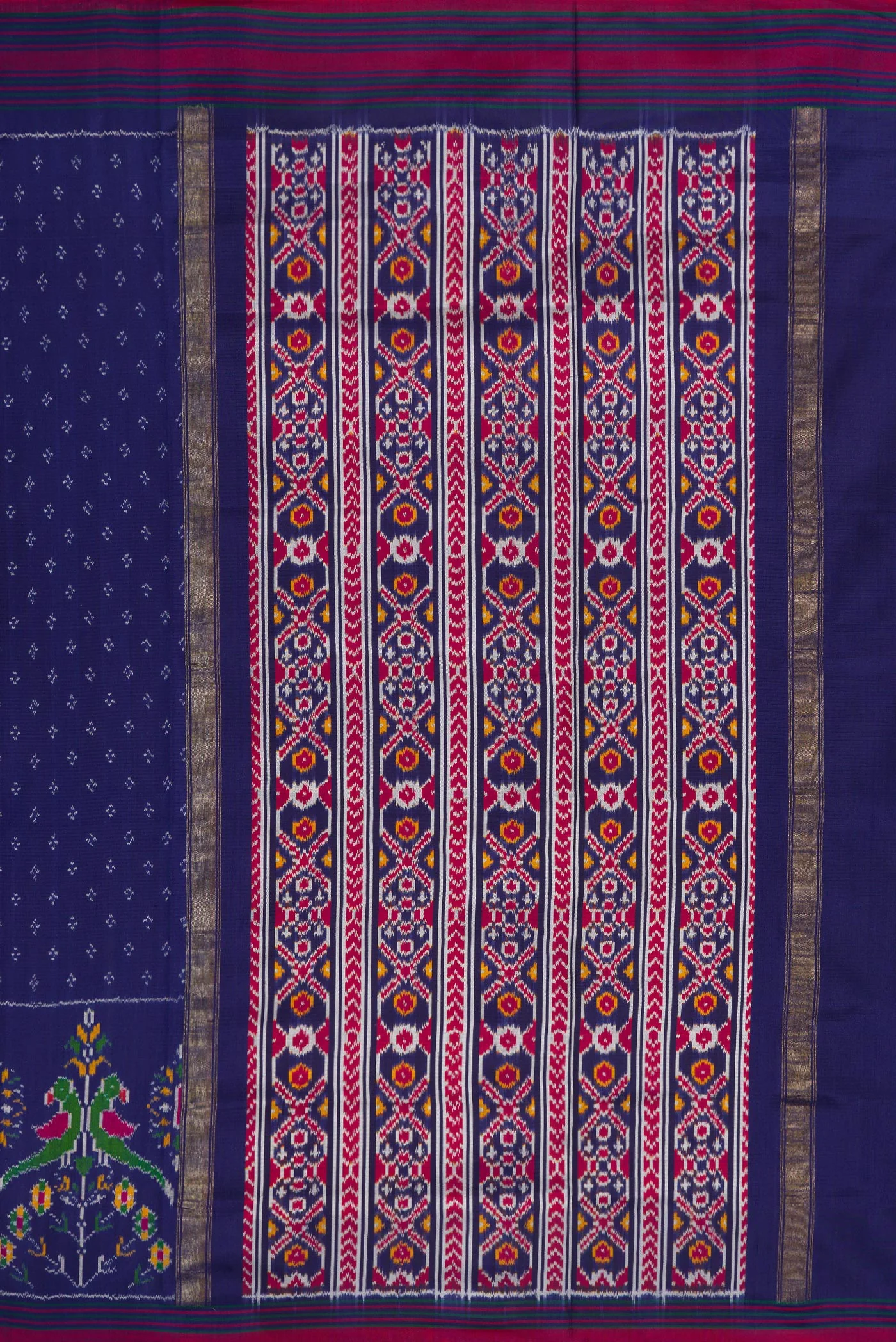 Dark Blue Double Ikat Saree - Image 7
