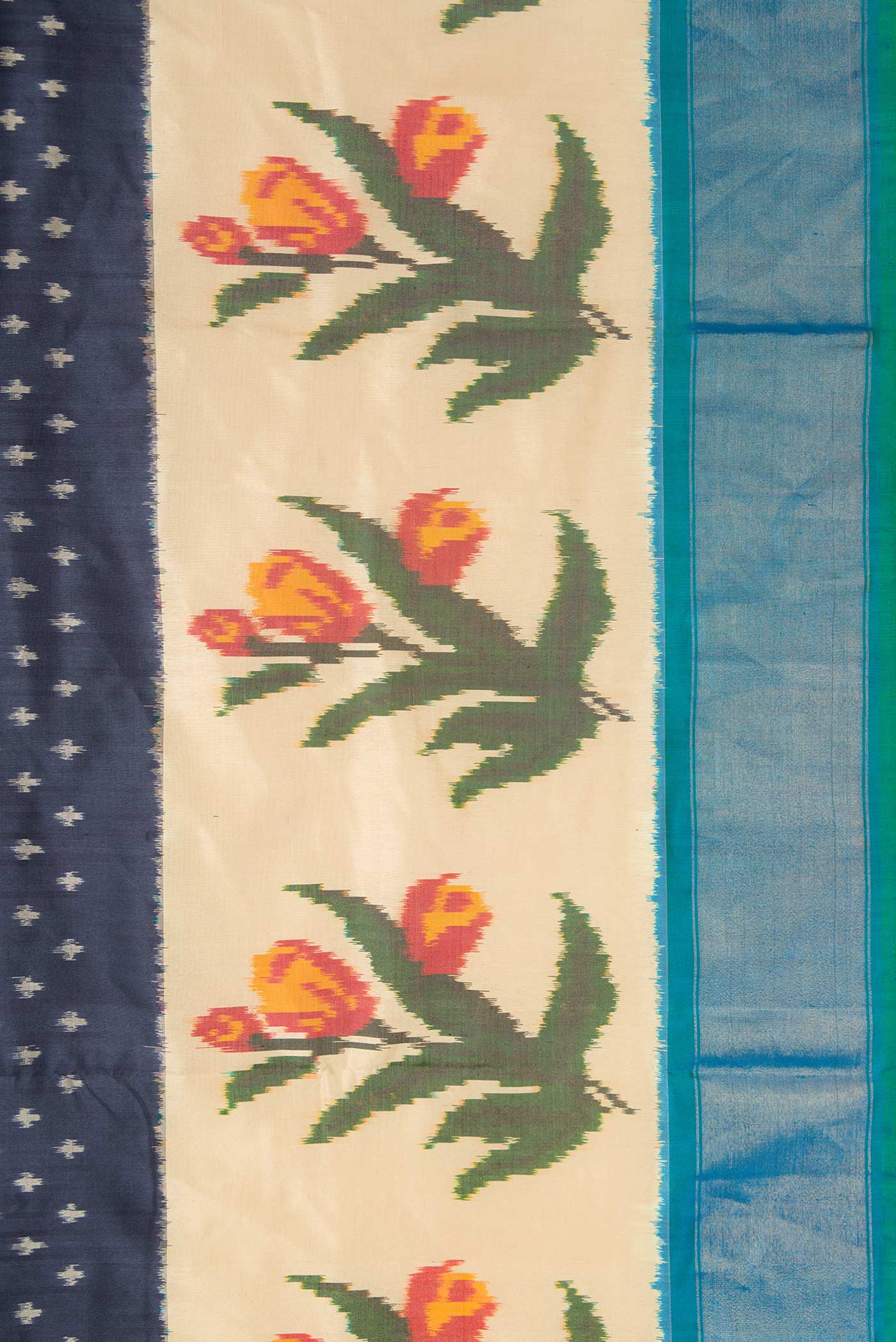 Navy Blue Pochampally Silk Saree - Image 3