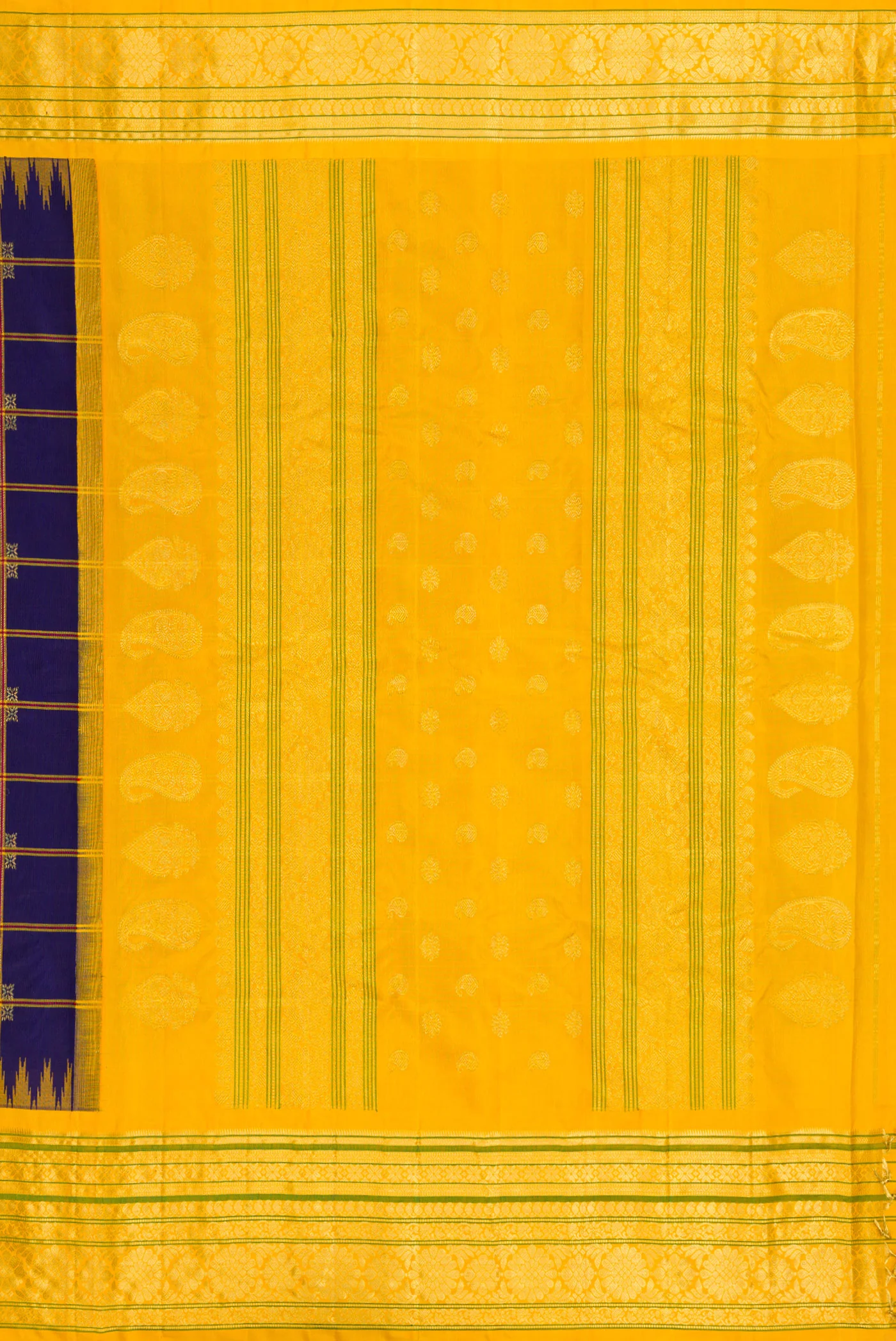 Dark Blue Gadwal Silk Saree - Image 7