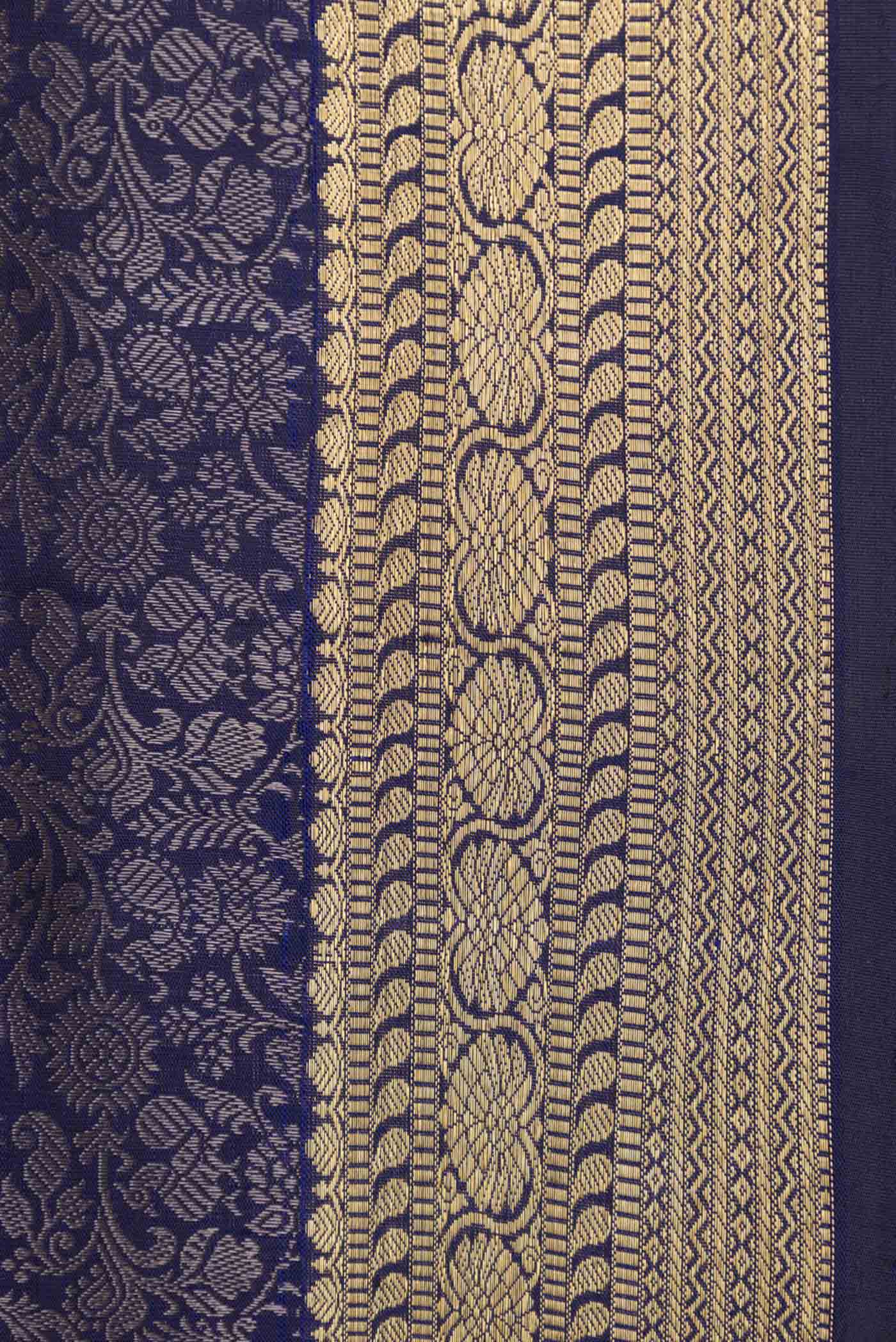 Navy Blue Dual Tone Kanjivaram Saree - Image 3