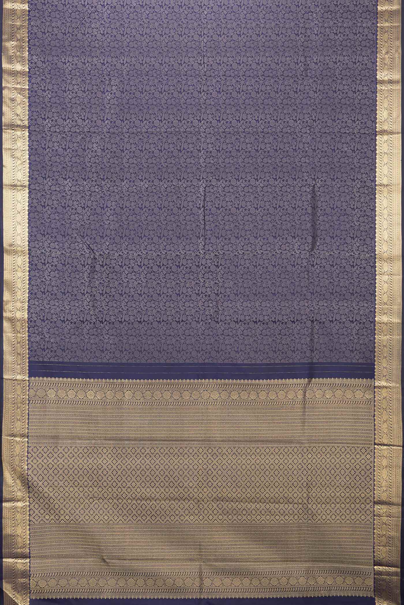 Navy Blue Dual Tone Kanjivaram Saree - Image 6
