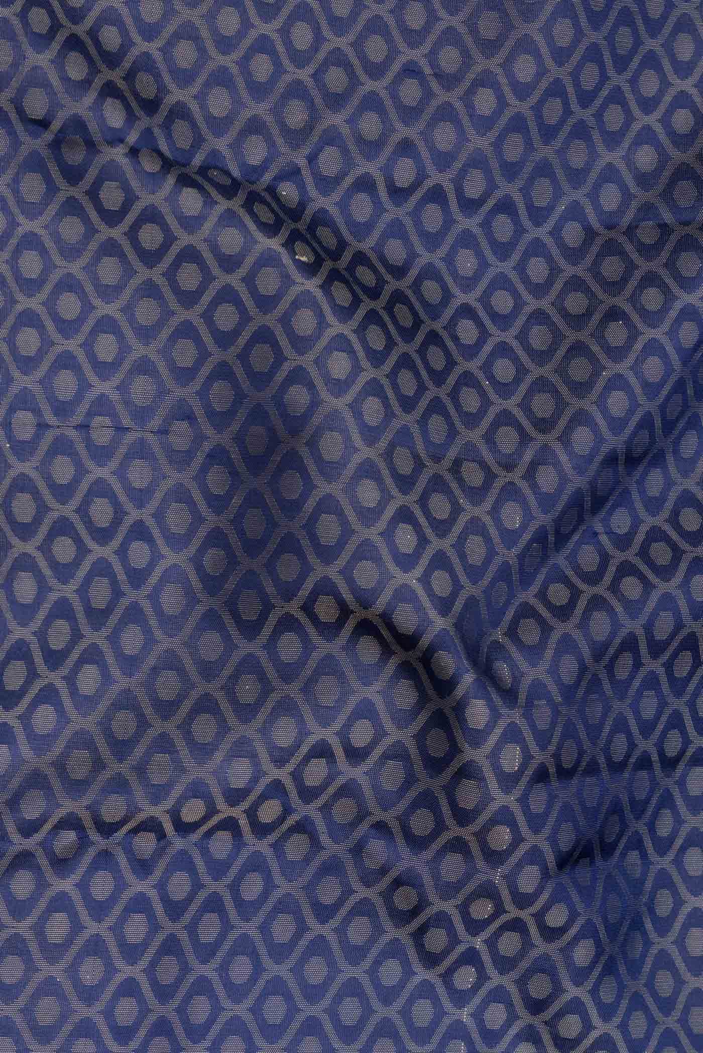 Navy Blue Dual Tone Kanchipuram Saree - Image 2