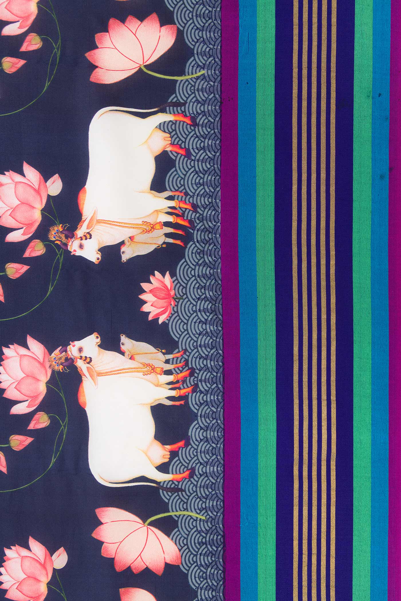 Navy Blue Dual Tone Kanchipuram Silk Saree - Image 3