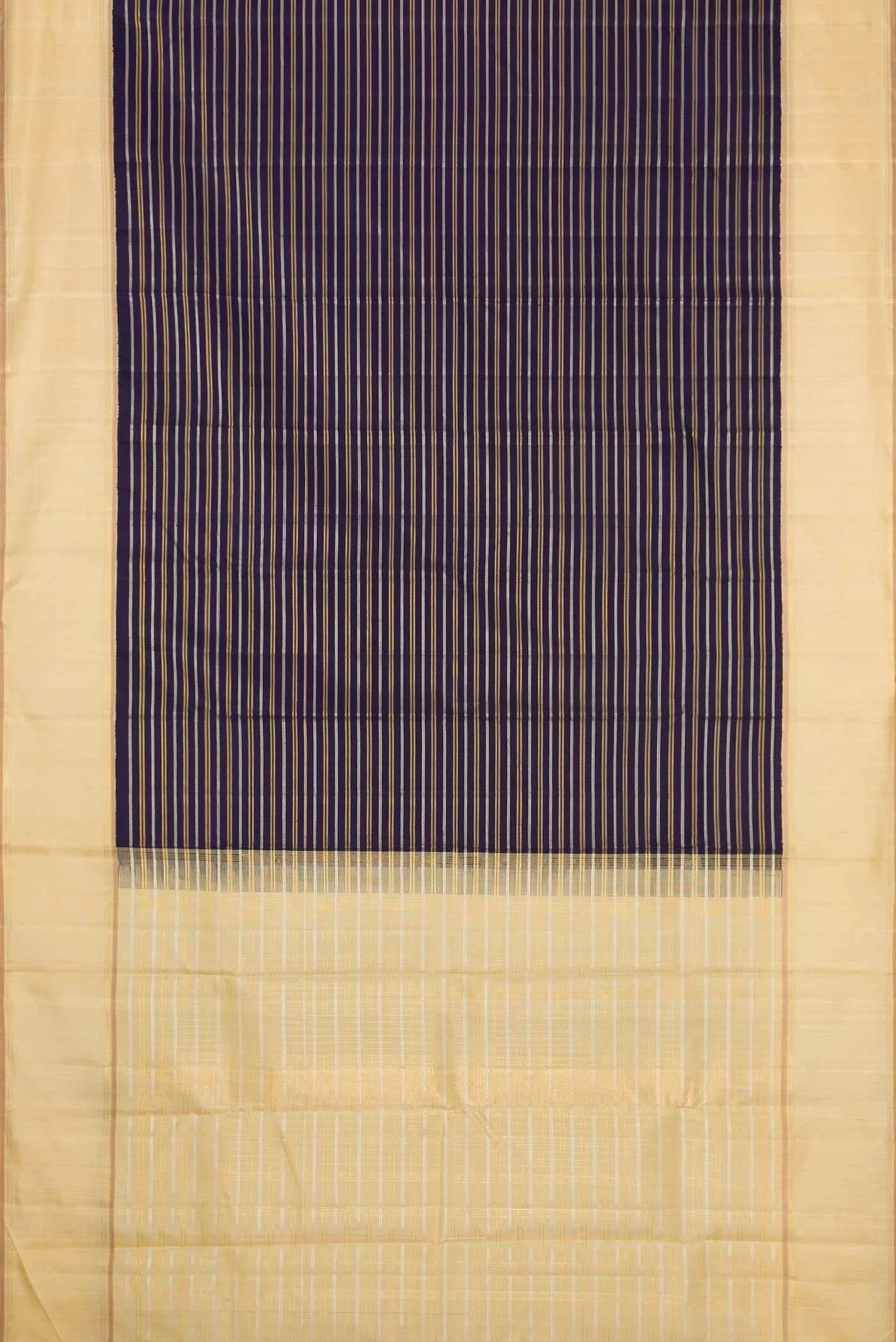 Navy Blue Dual Tone Kanchipuram Silk Saree - Image 6