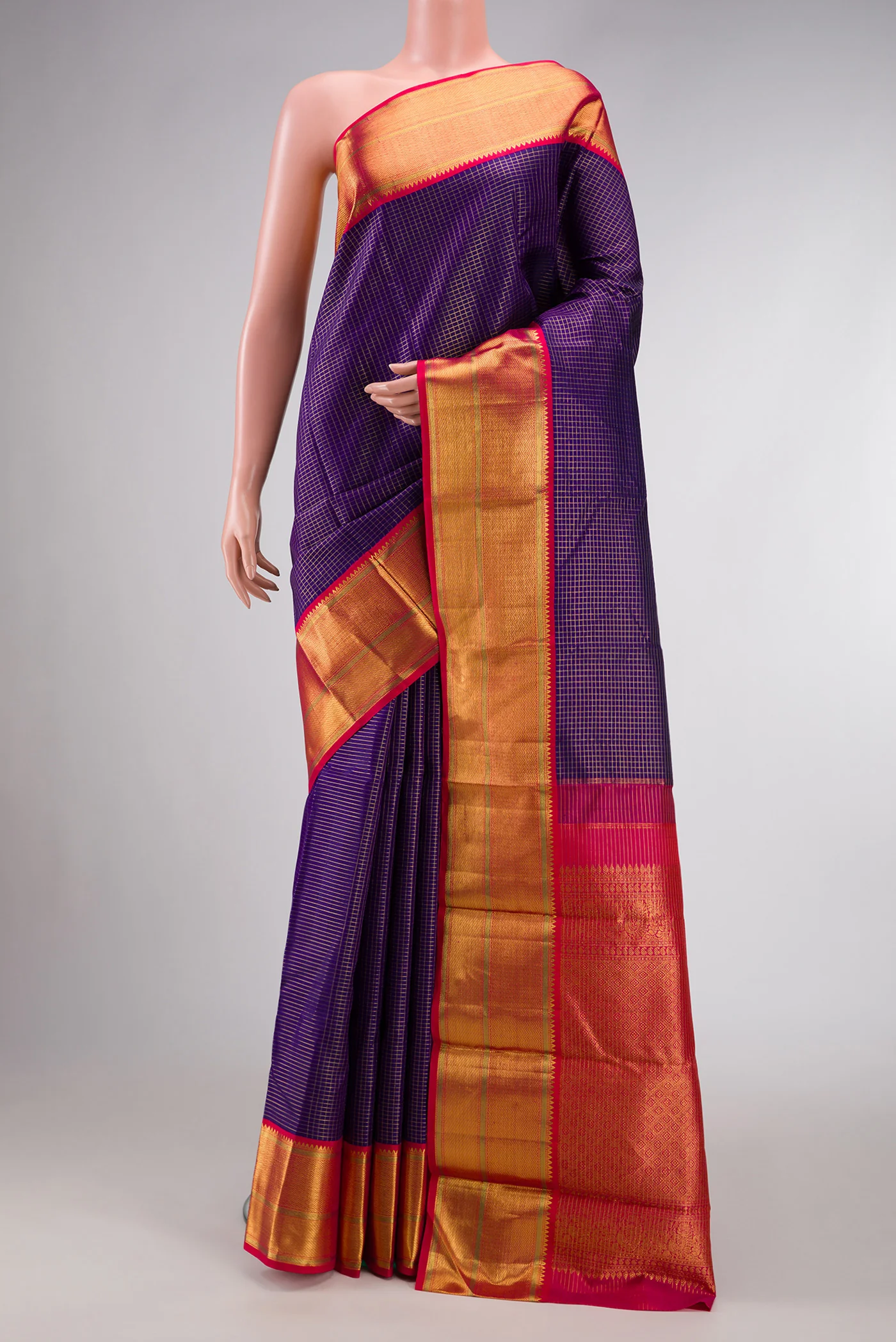 Dark Blue Kanchipuram Silk Saree