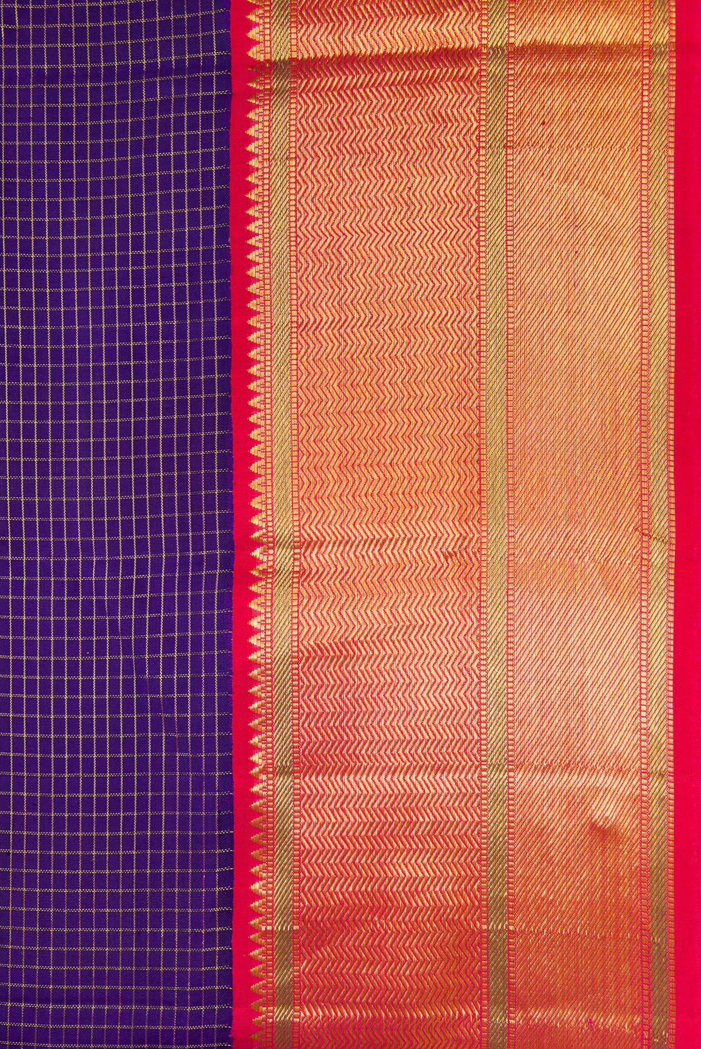 Dark Blue Kanchipuram Silk Saree - Image 3