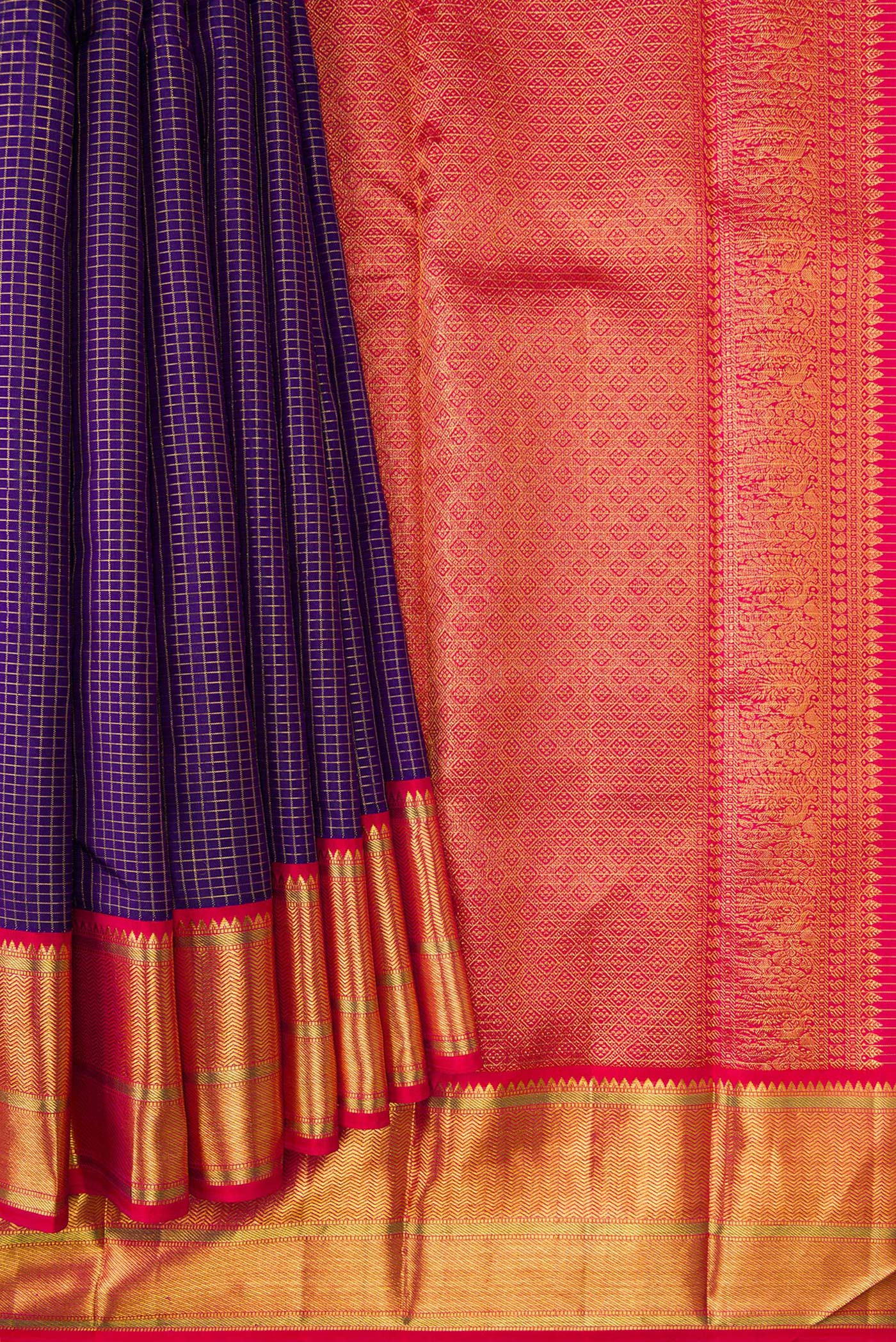 Dark Blue Kanchipuram Silk Saree - Image 4