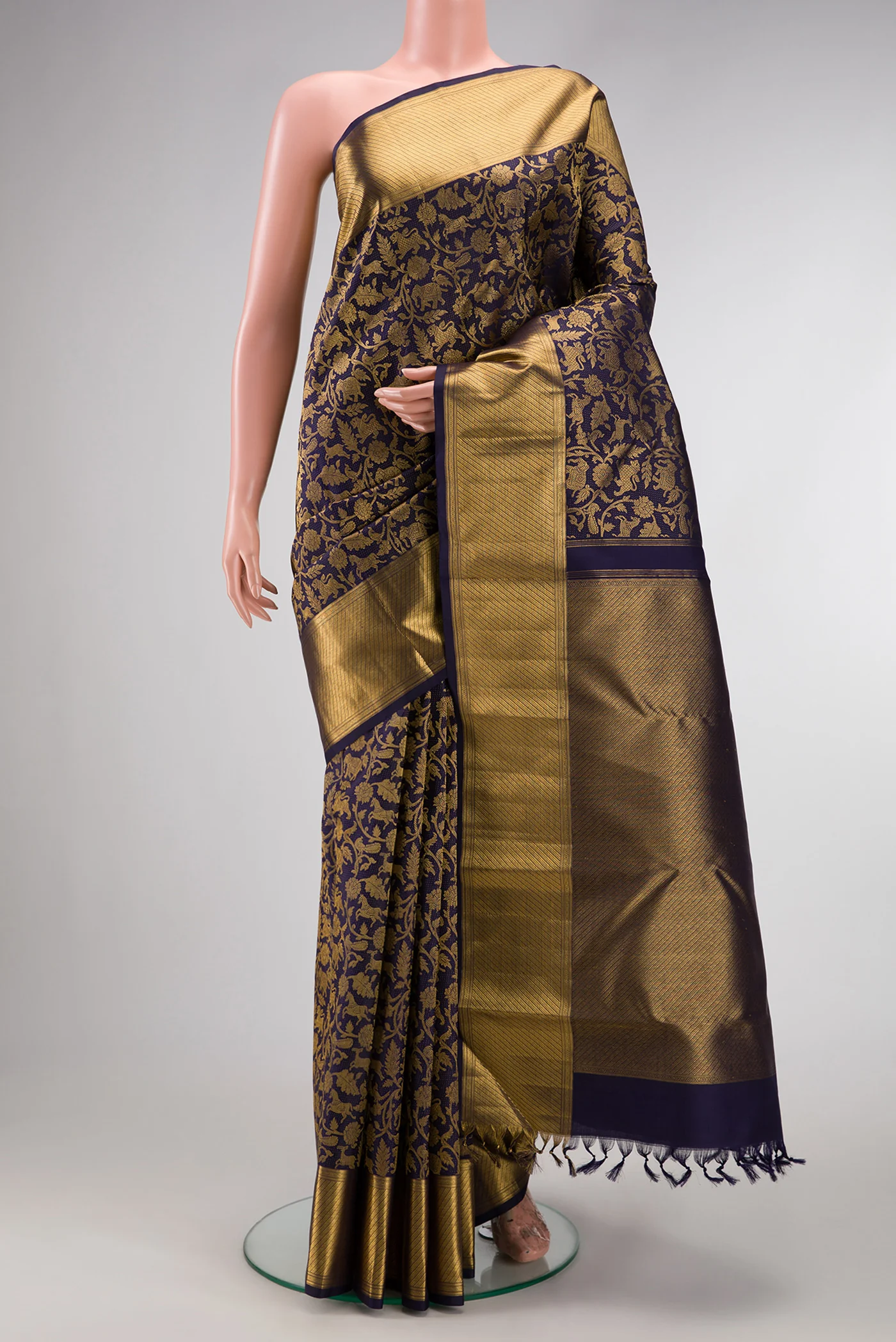 Navy Blue Kanchipuram Silk Saree