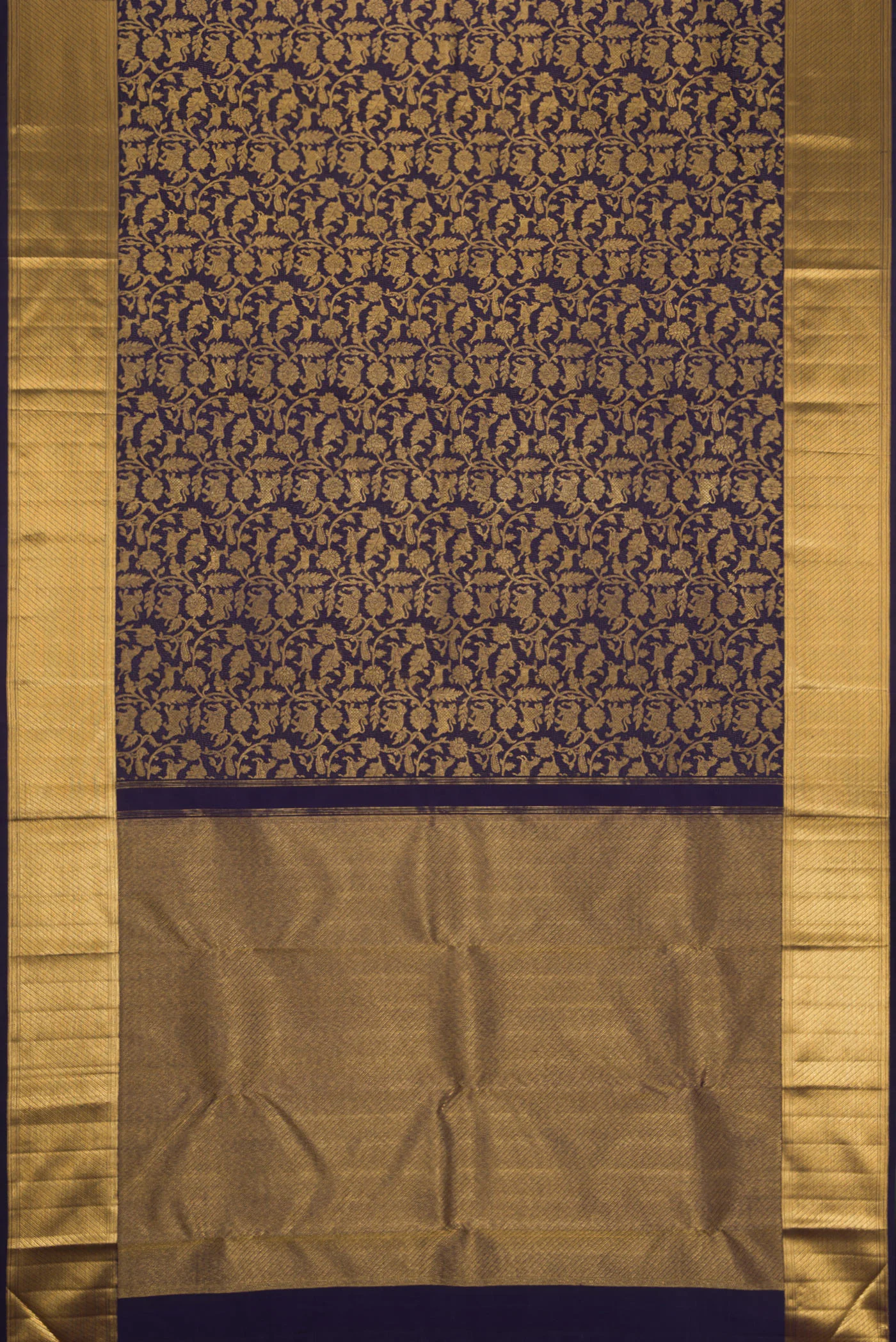 Navy Blue Kanchipuram Silk Saree - Image 6
