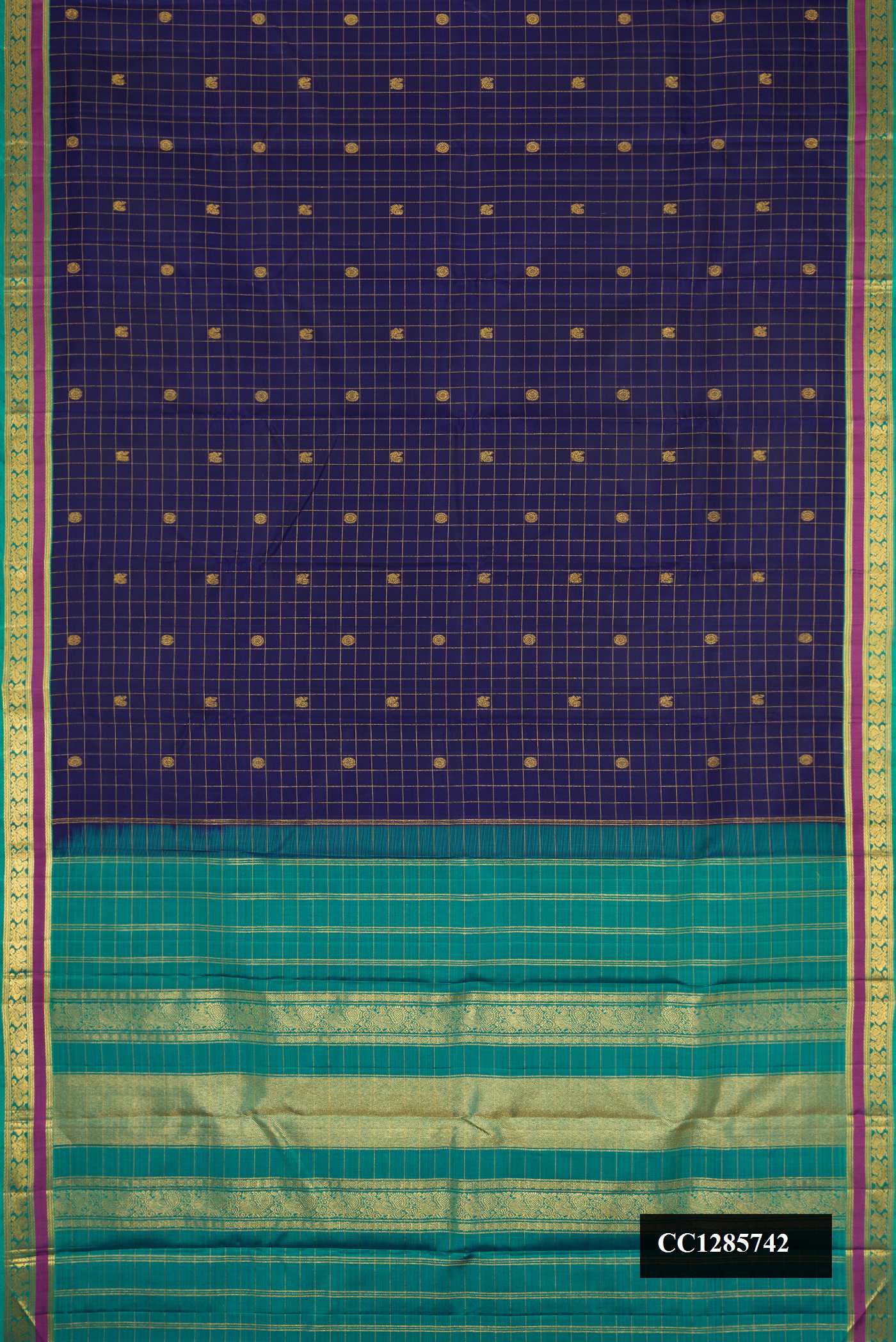 Navy Blue Dual Tone Kanchipuram Silk Saree