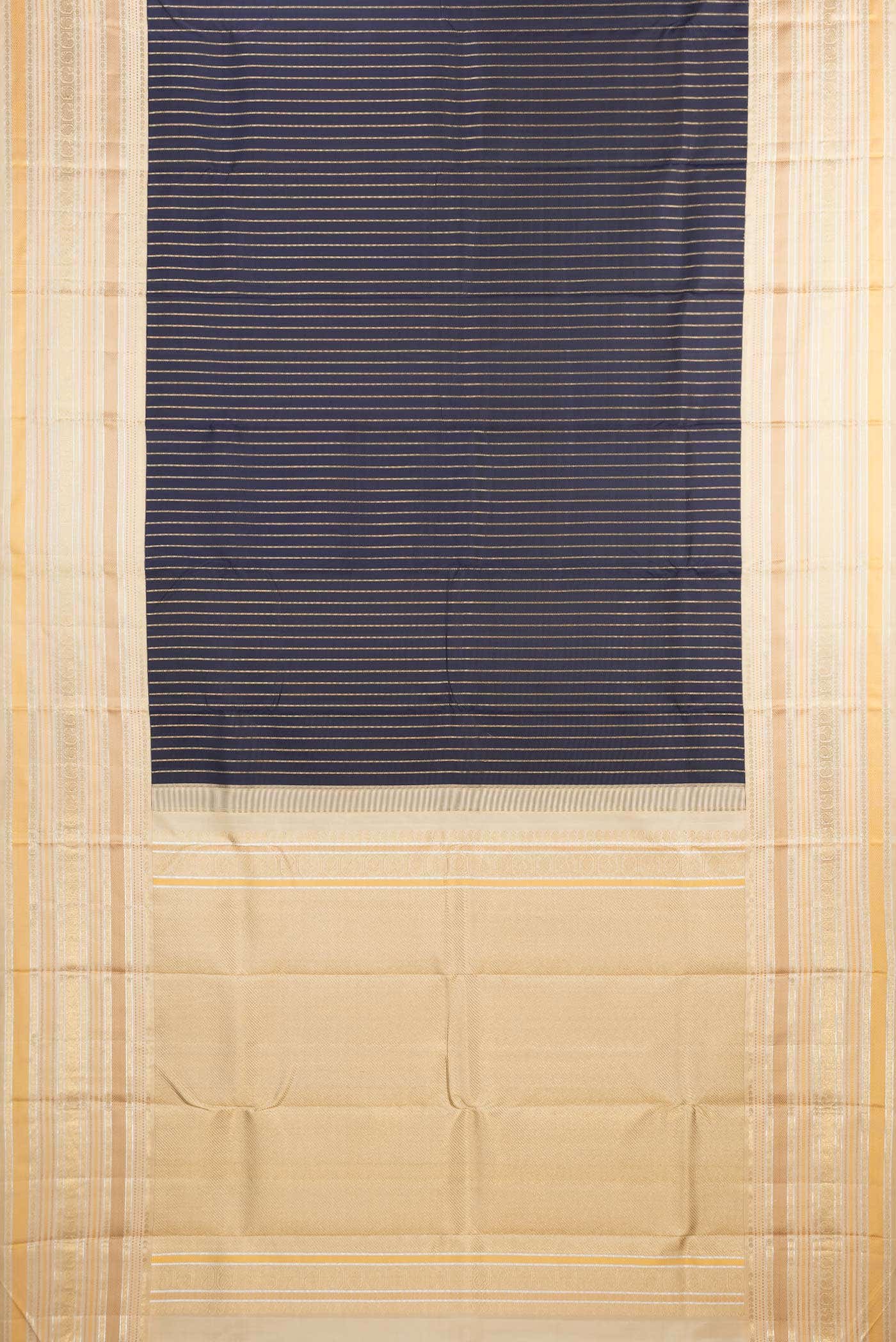 Pure Silk Pure Zari Black Kanchipuram Saree - Image 4