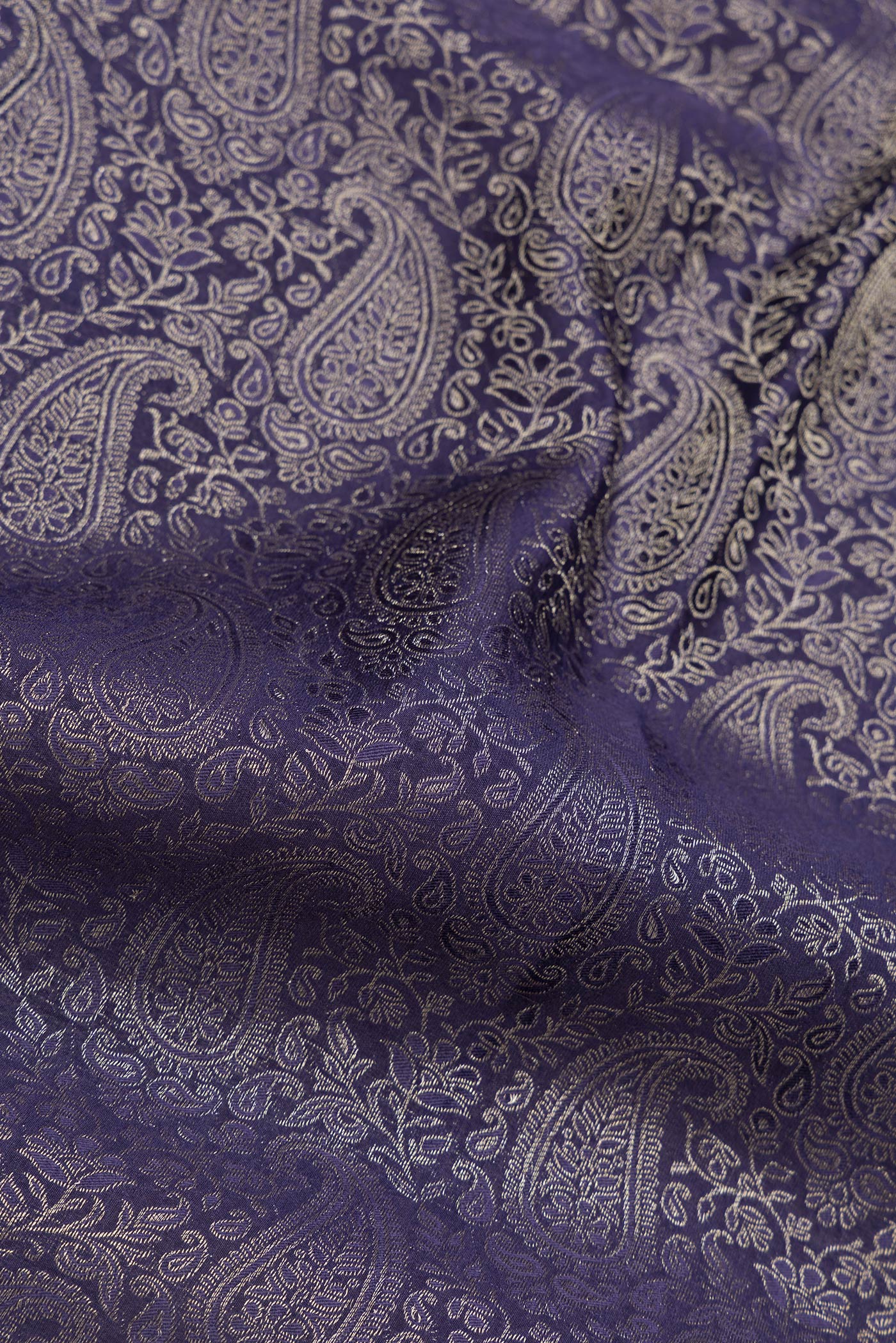 Navy Blue Mysore Crepe Saree - Image 2