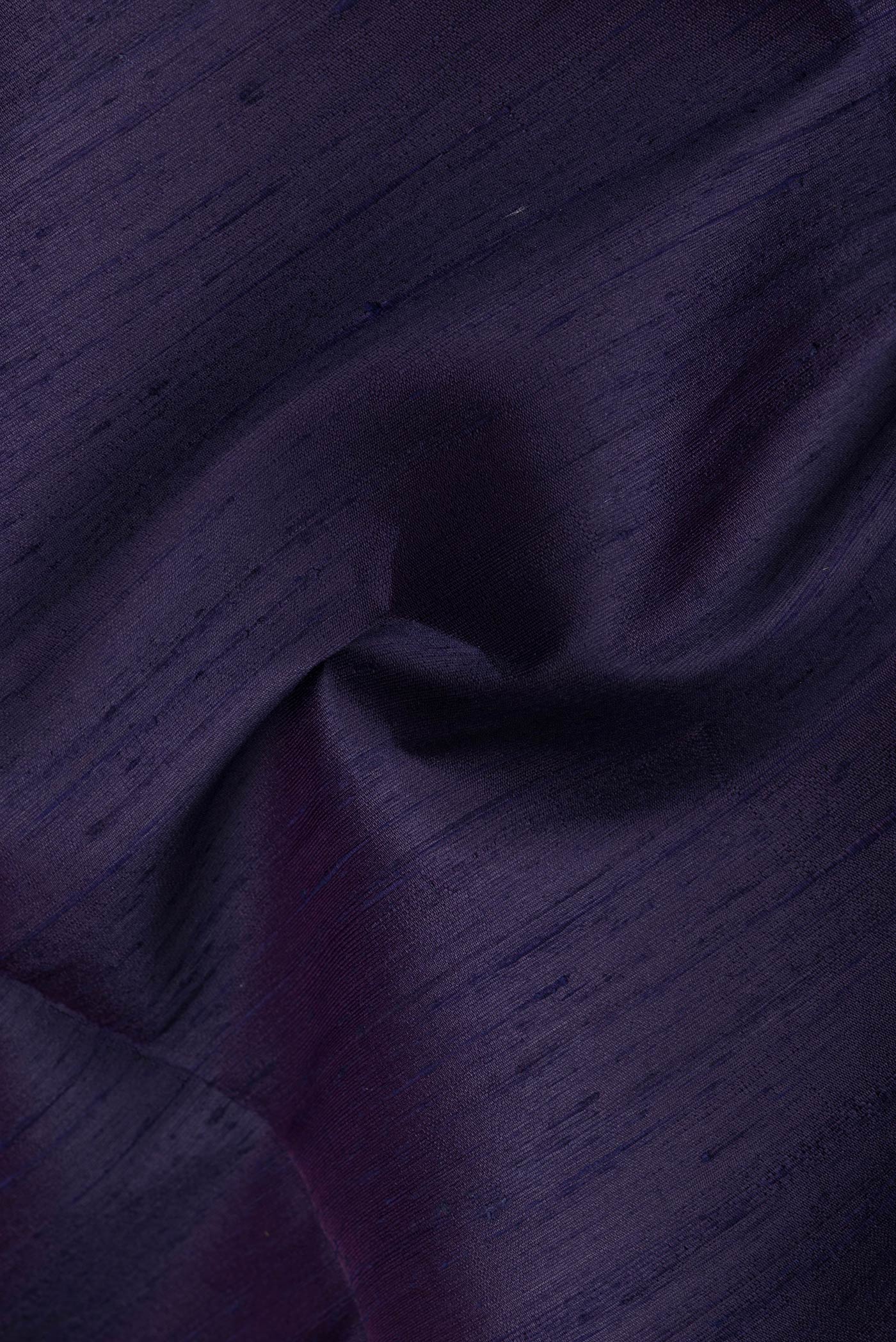 Navy Blue Raw Silk Saree - Image 2