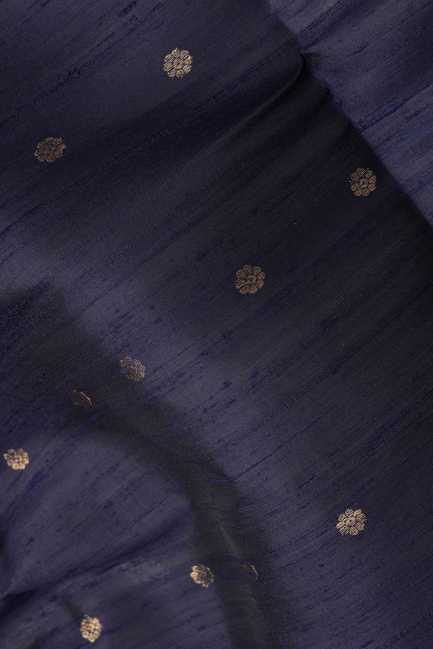 Navy Blue Raw Silk Saree - Image 2