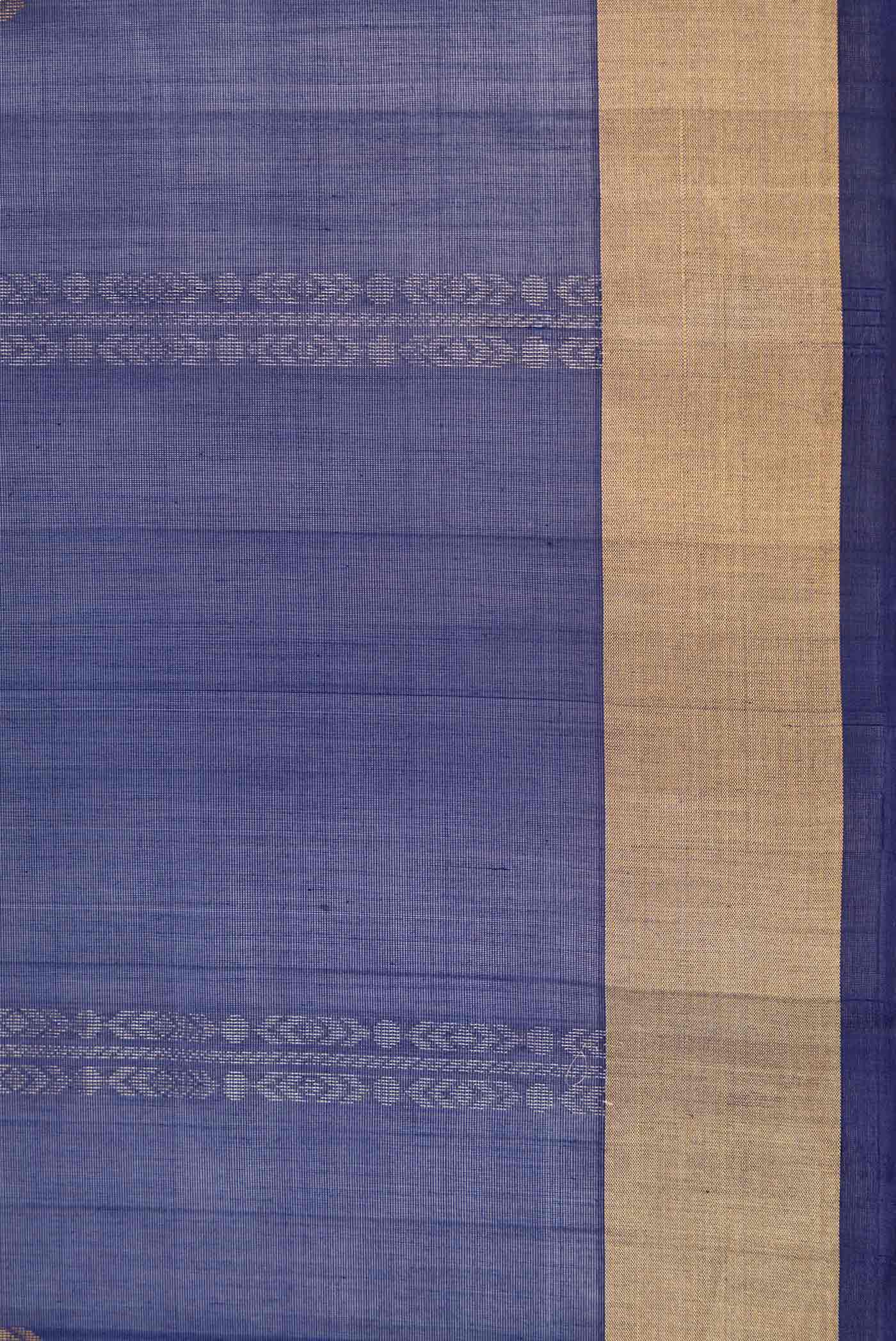 Navy Blue Dual Tone Silk Cotton Saree - Image 3