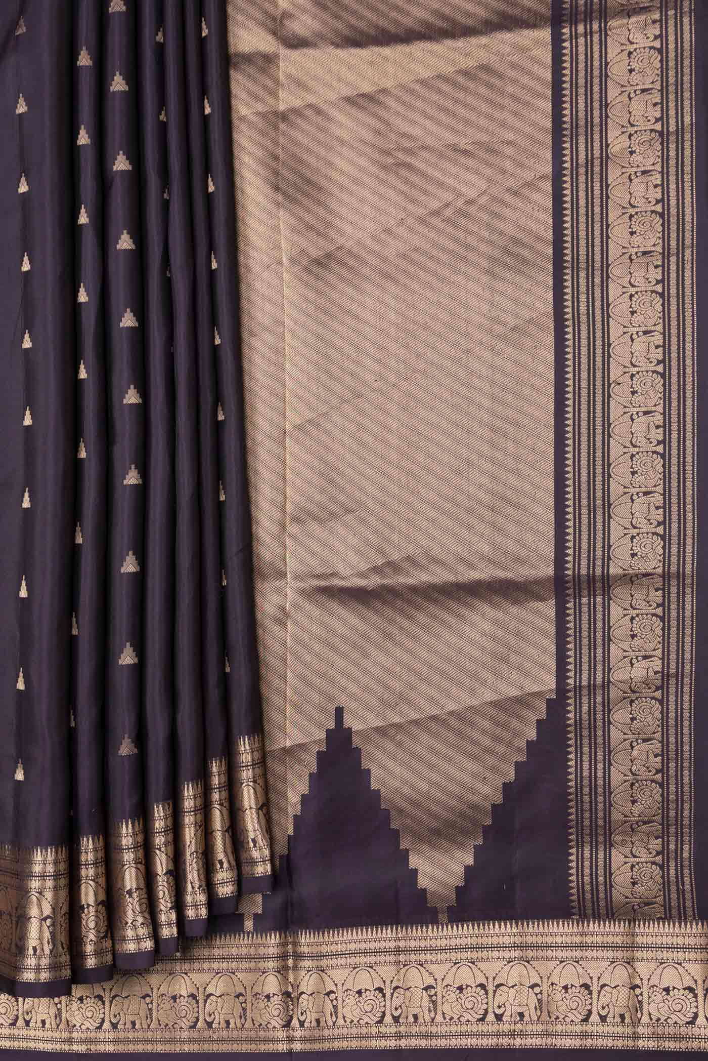Navy Blue Soft Silk Saree - Image 4