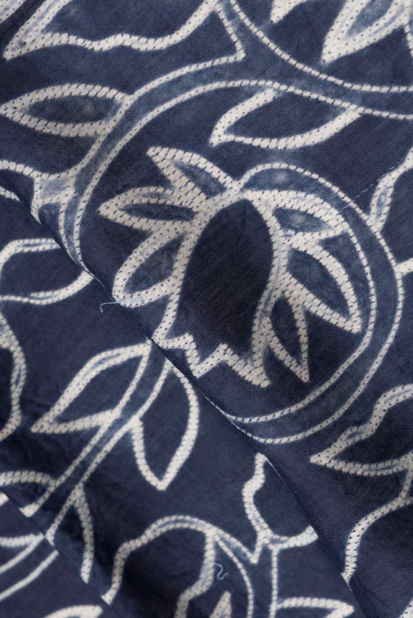 Navy Blue Tussar Silk Saree - Image 2