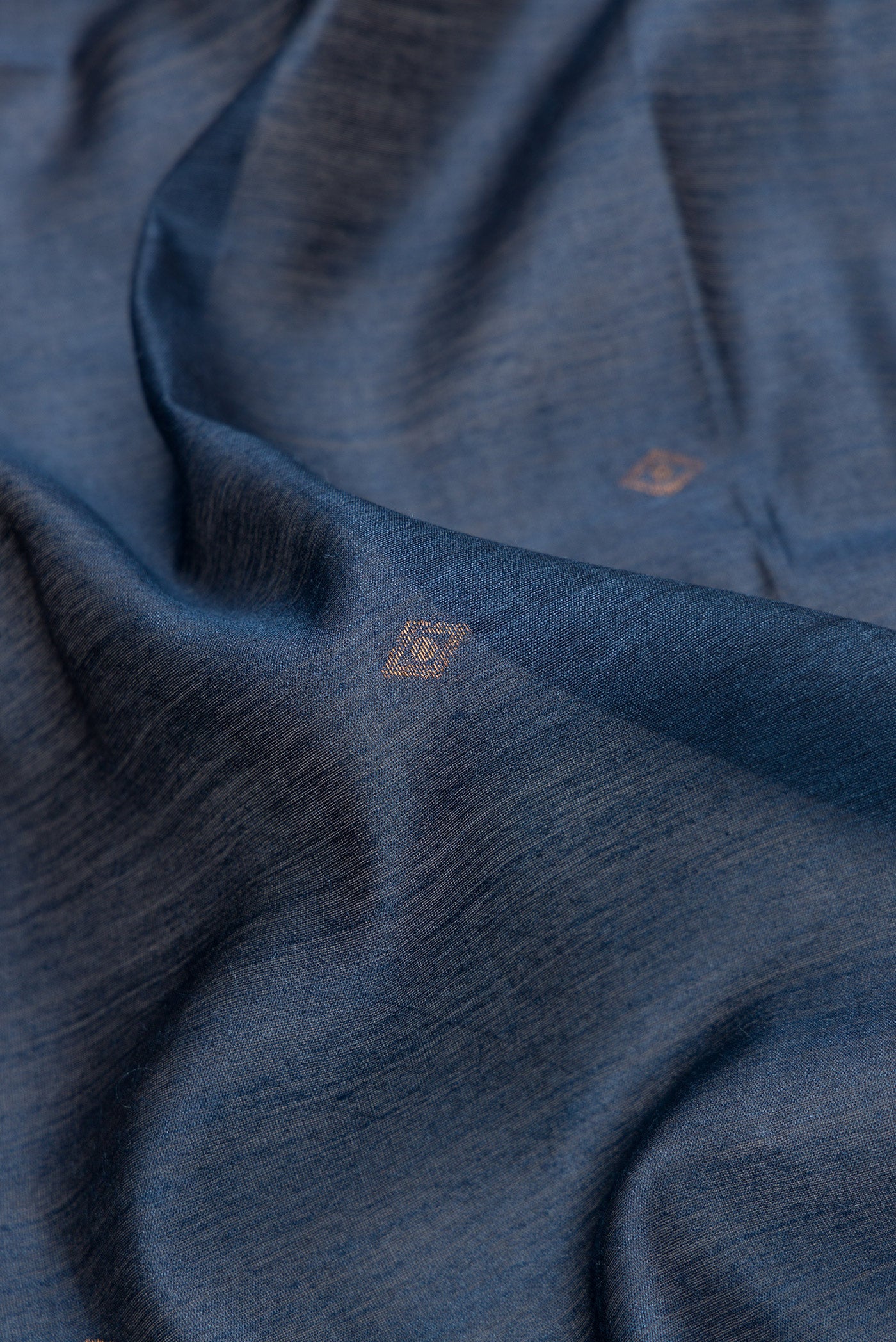 Navy Blue Tussar Silk Saree - Image 2