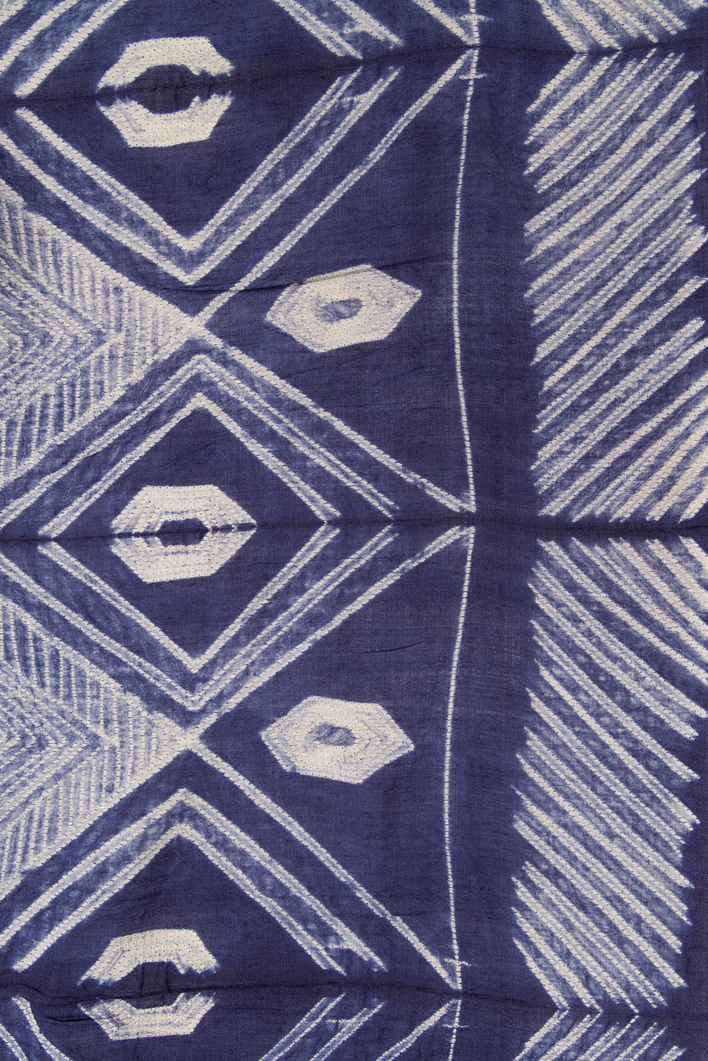 Navy Blue Tussar Silk Saree - Image 3