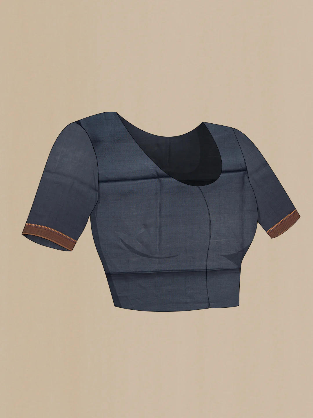 Navy Blue Tussar Silk Saree - Image 4