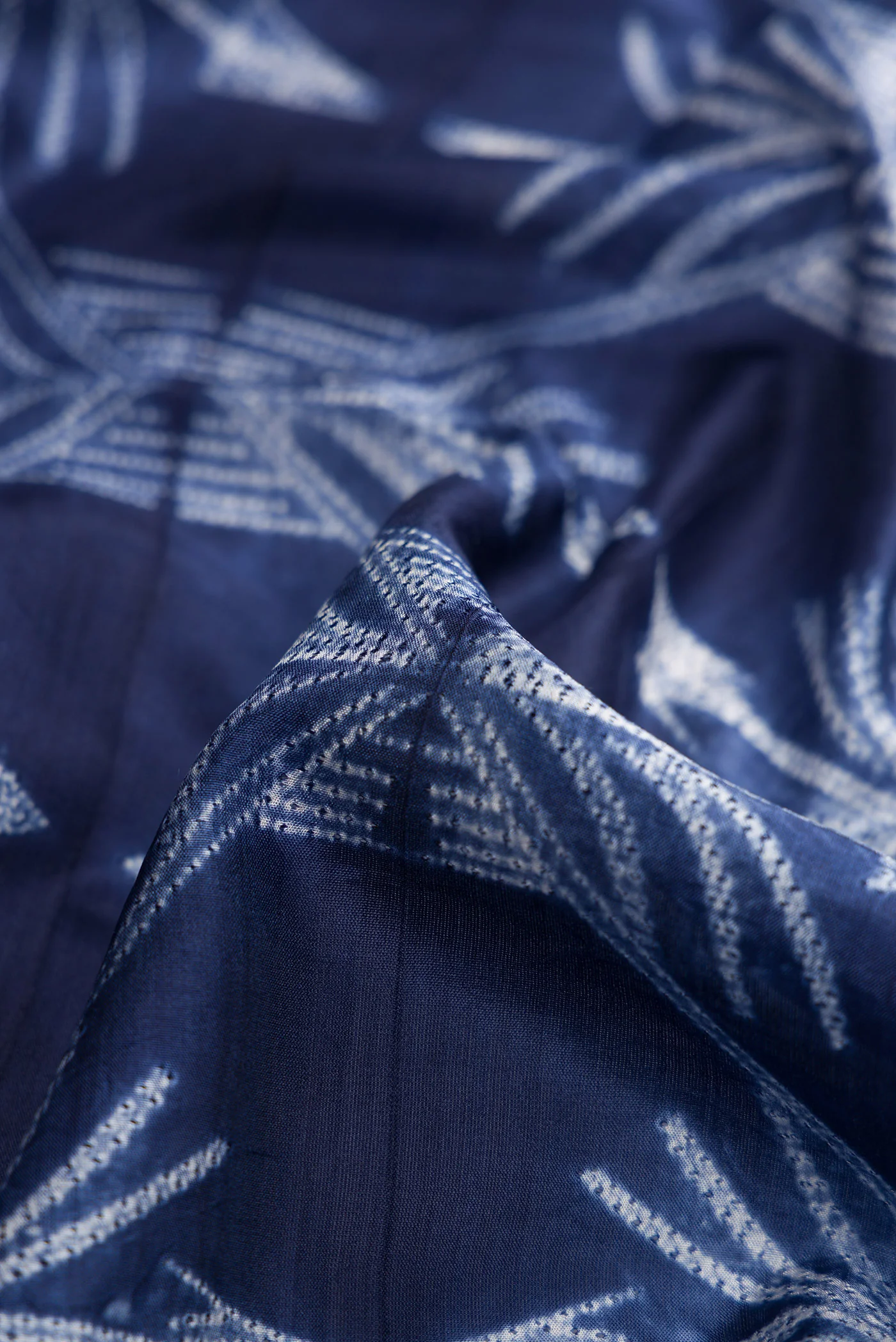 Navy Blue Tussar Silk Saree - Image 2