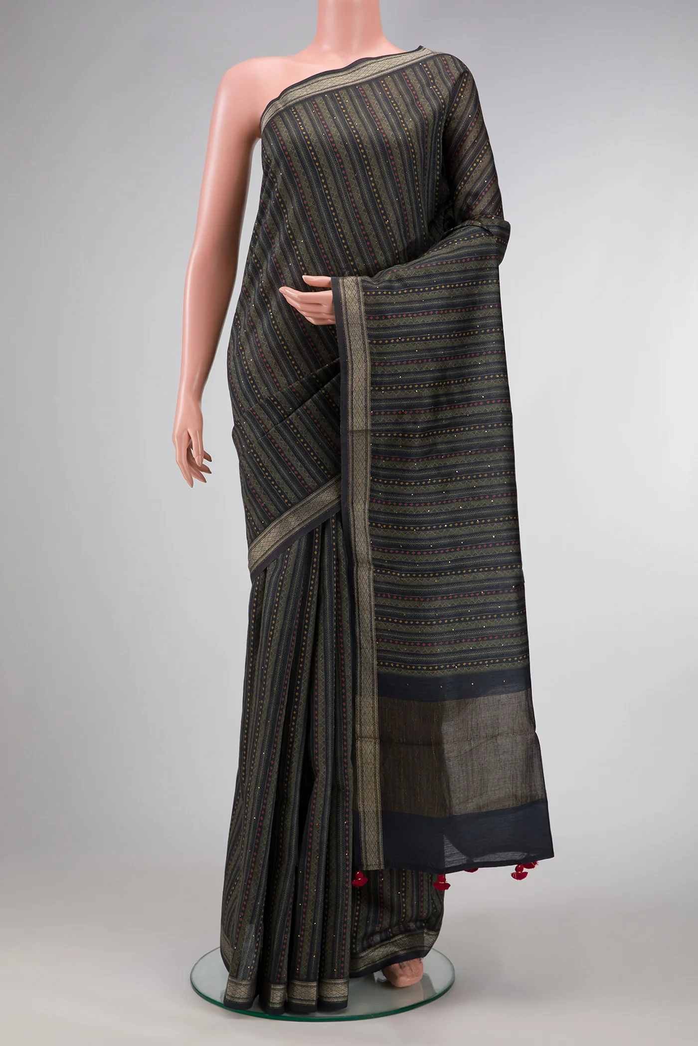 Black Tussar Silk Saree