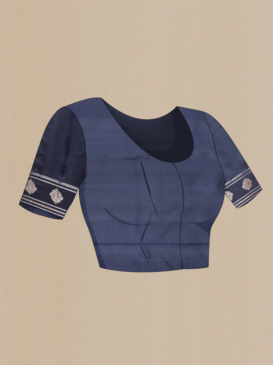 Navy Blue Banarasi Raw Silk Saree - Image 4