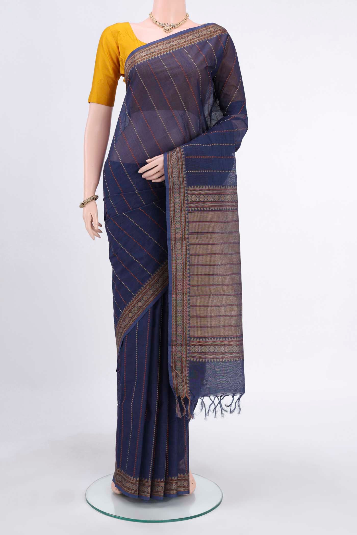 Navy Blue Kanchi Cotton Saree